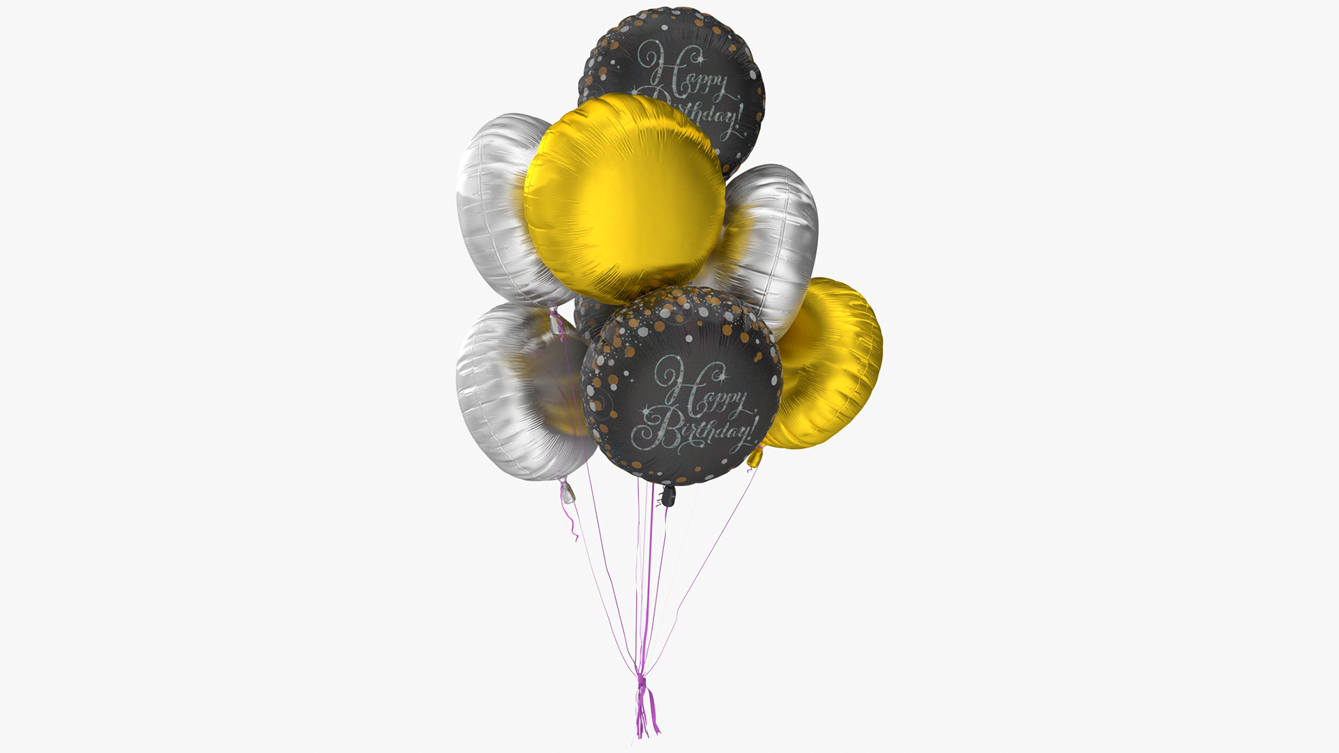 3D Helium Happy Birthday Balloons Multicolored model