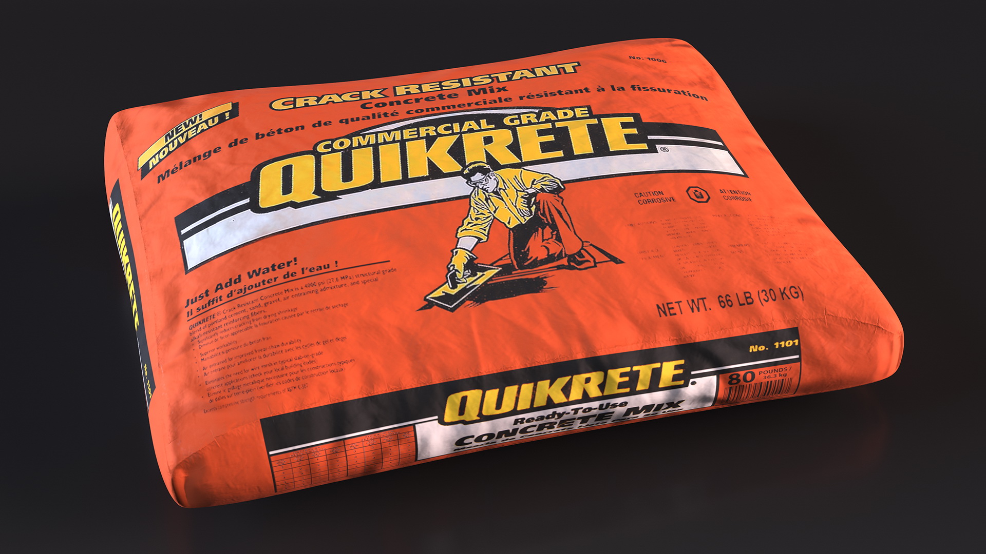 3D Lying Bag Cement Quikrete 66 Lb Orange model