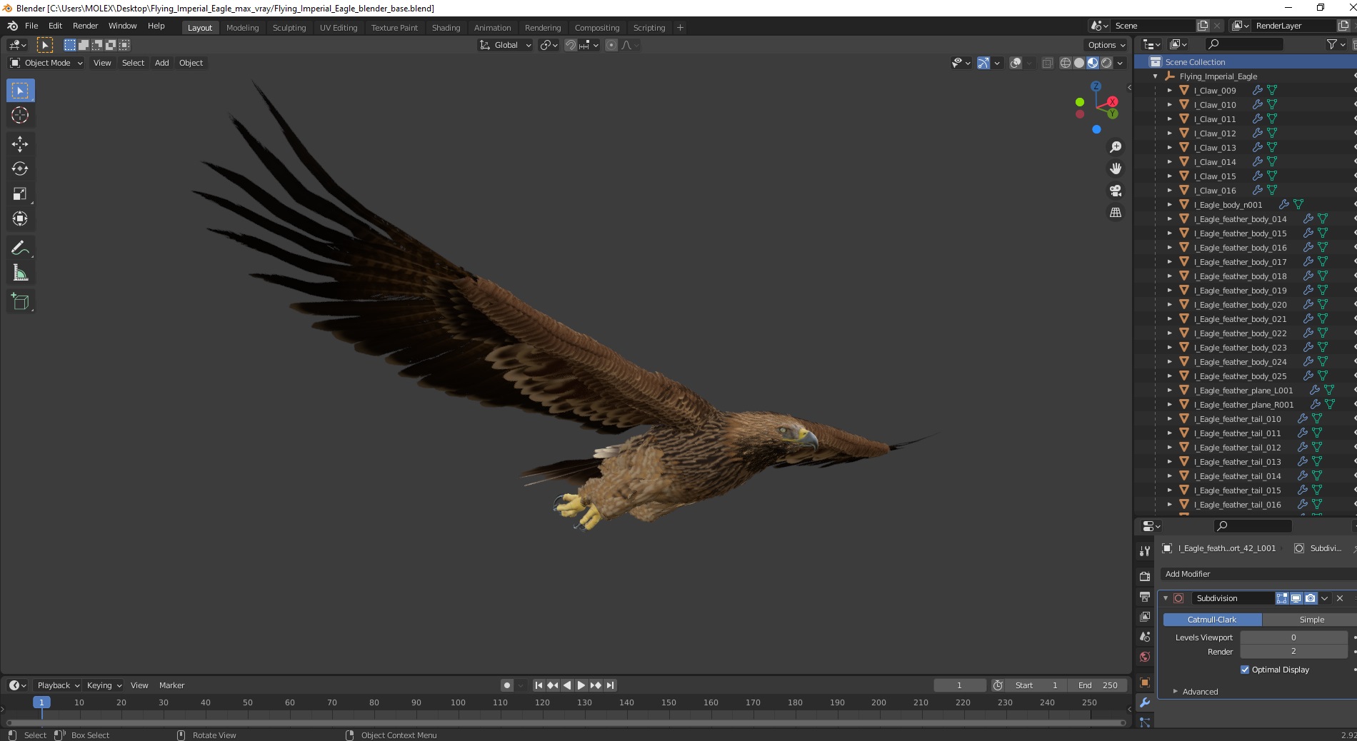 3D Flying Imperial Eagle