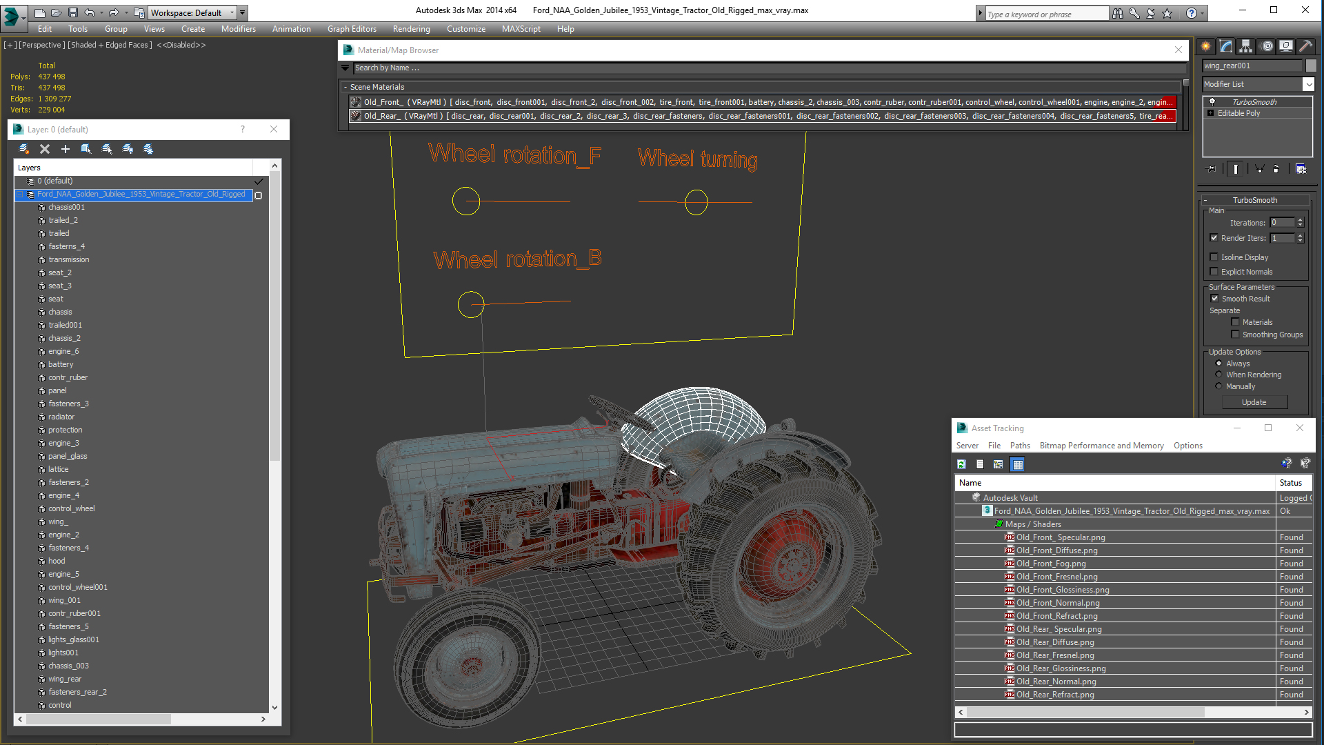 3D model Ford NAA Golden Jubilee 1953 Vintage Tractor Old Rigged