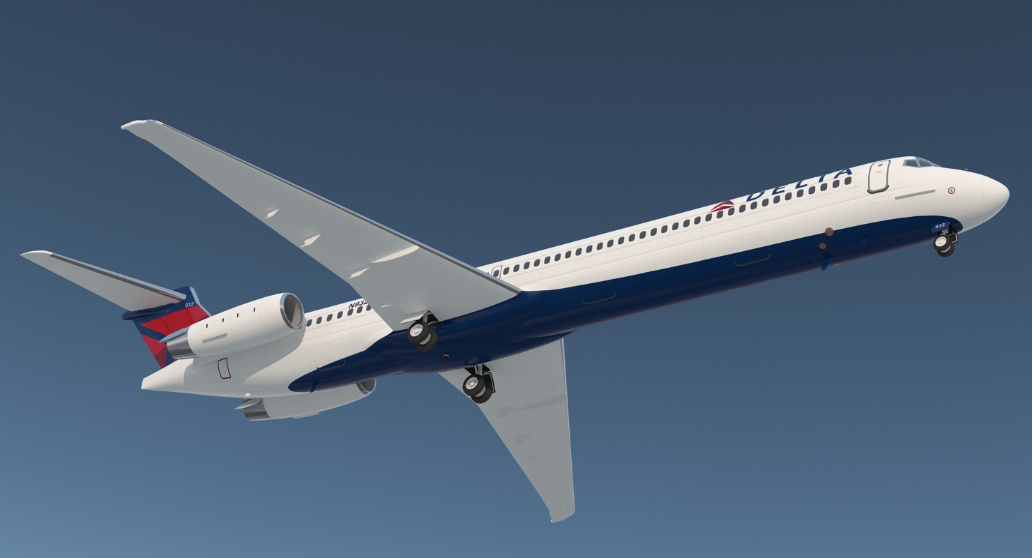 3D model McDonnell Douglas MD88 Delta Rigged