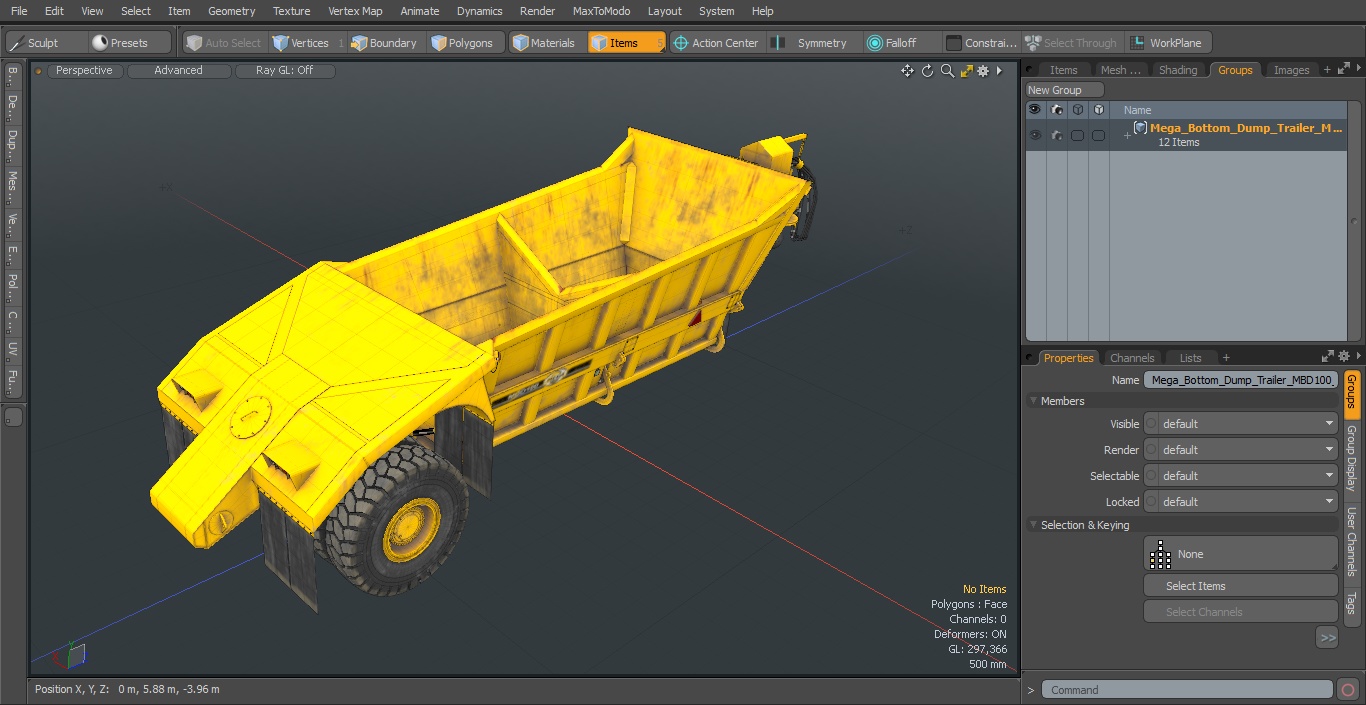 Mega Bottom Dump Trailer MBD100 Dirty 3D