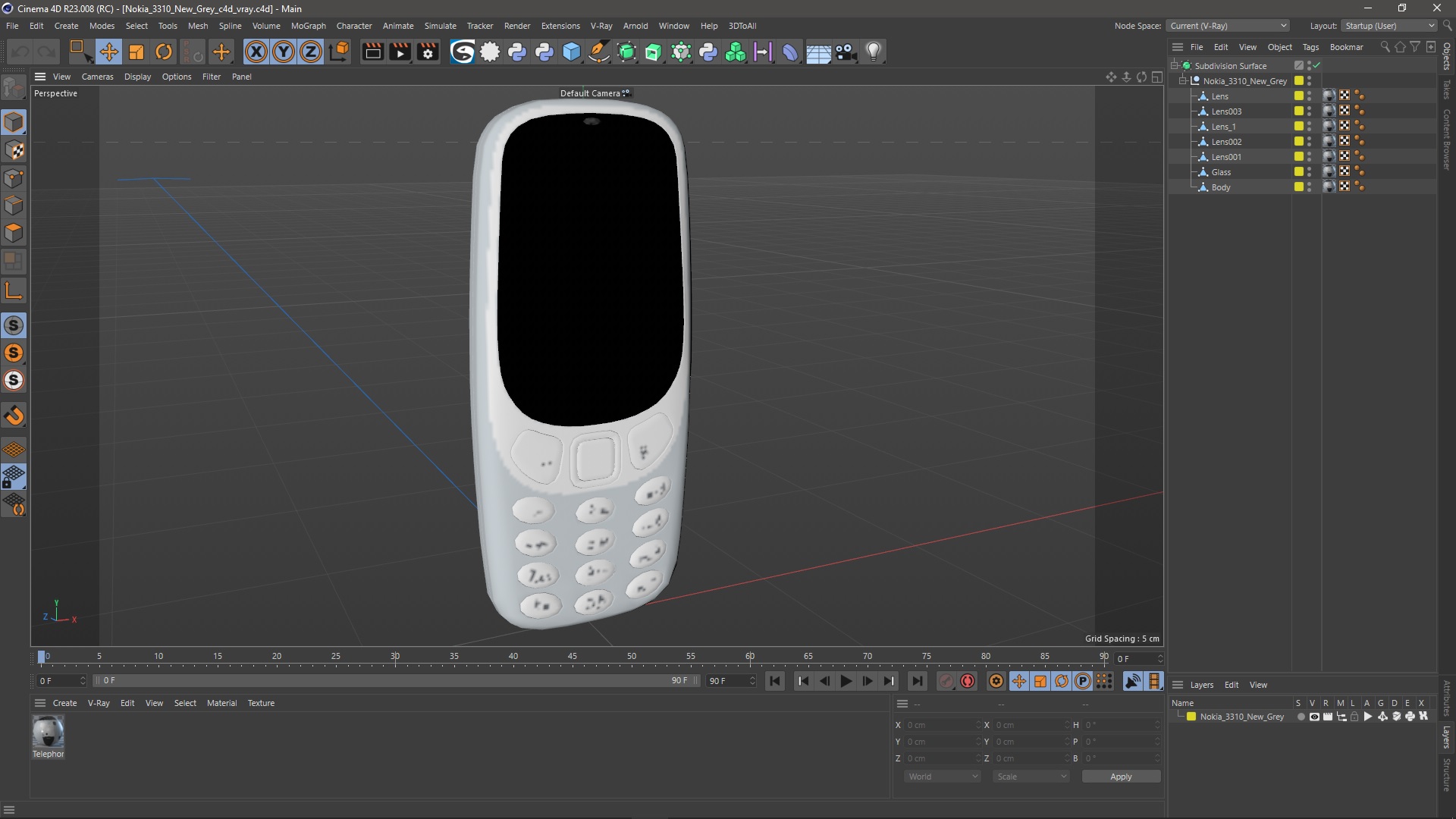 Nokia 3310 New Grey 3D model