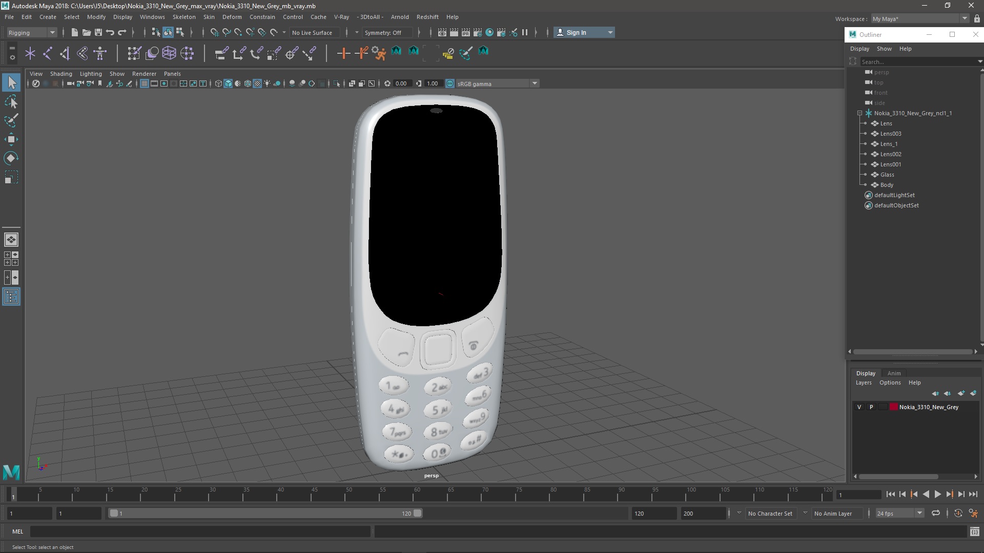 Nokia 3310 New Grey 3D model