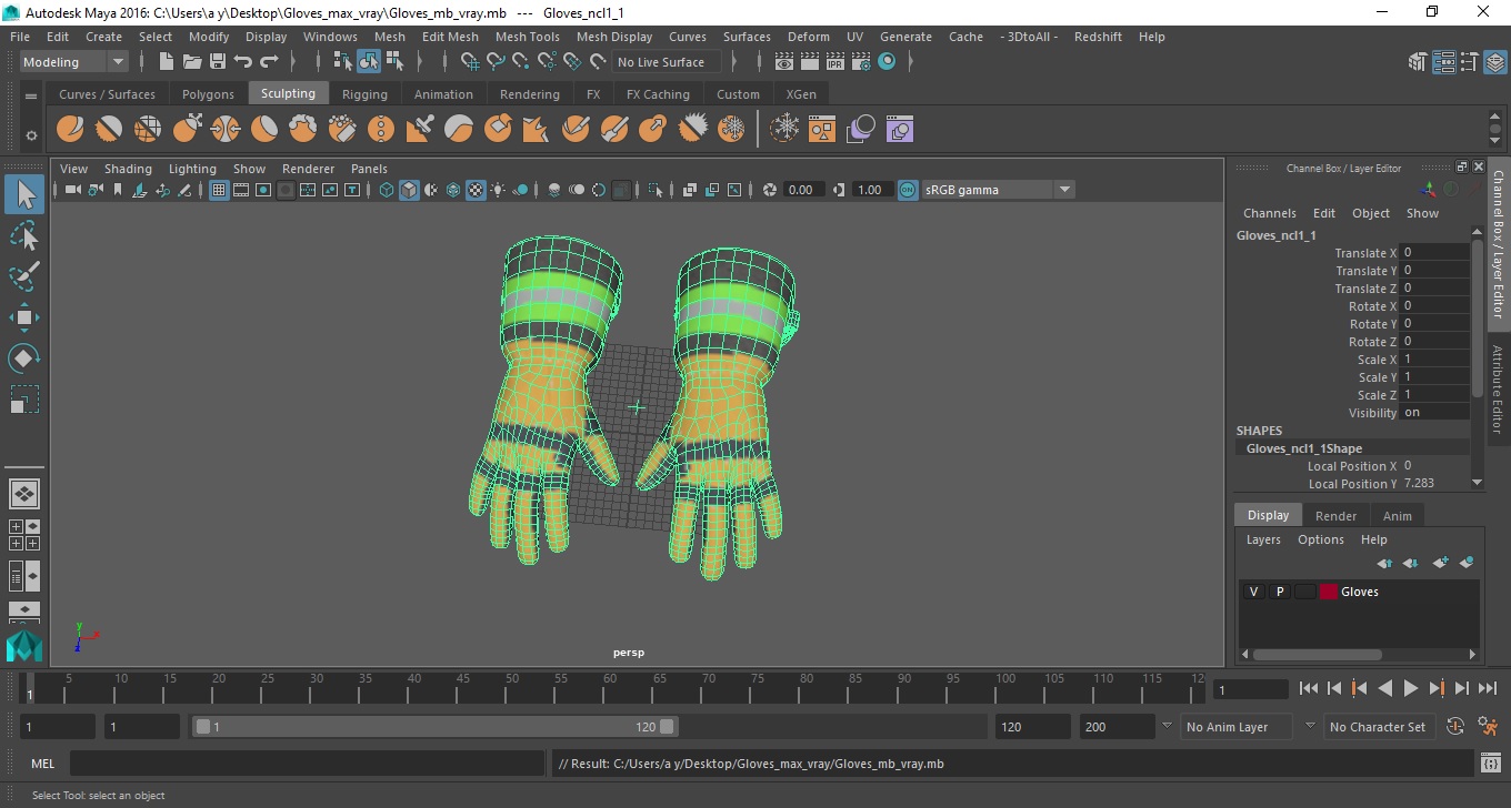 3D model Gloves