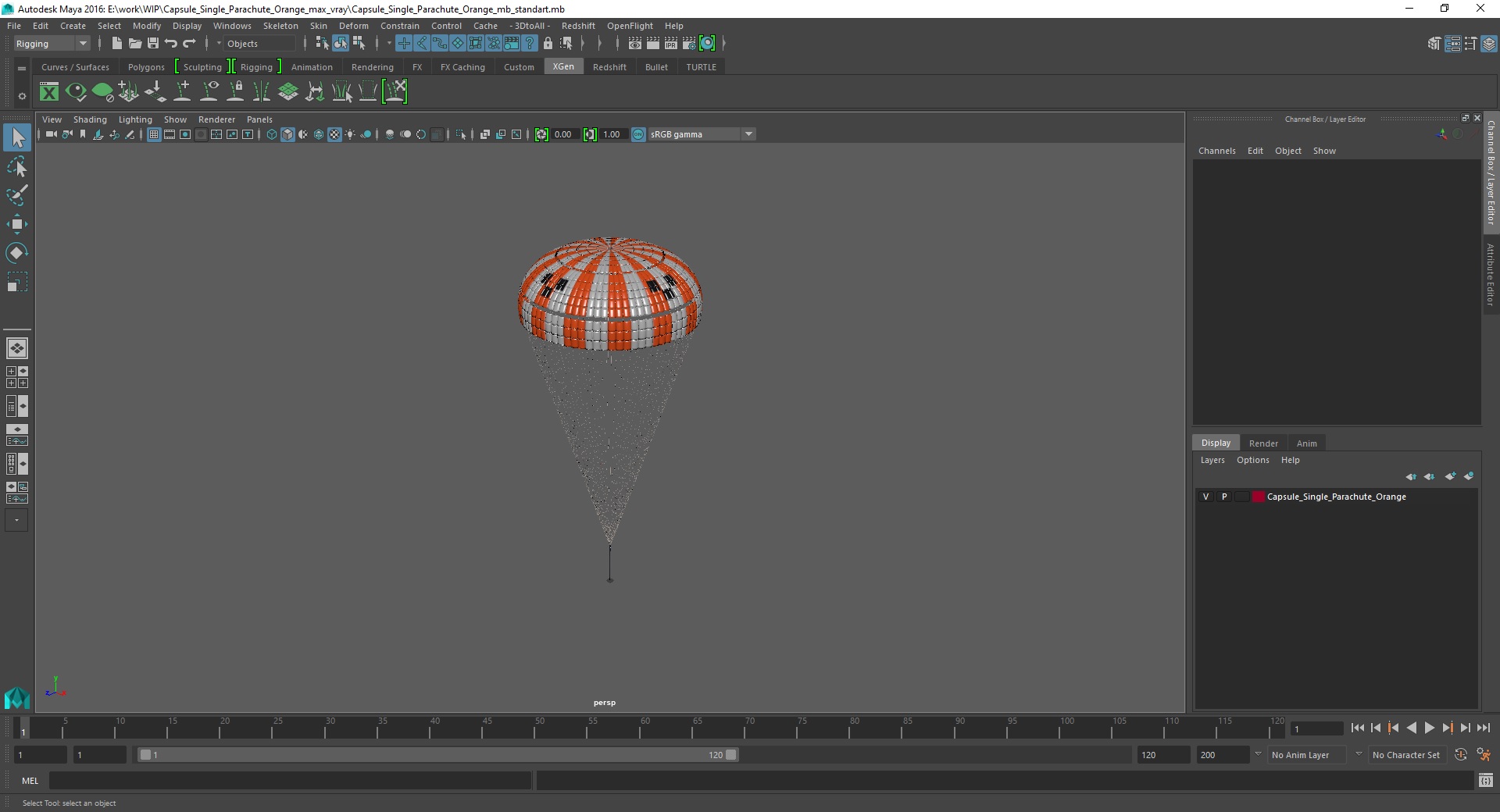 3D Capsule Single Parachute Orange