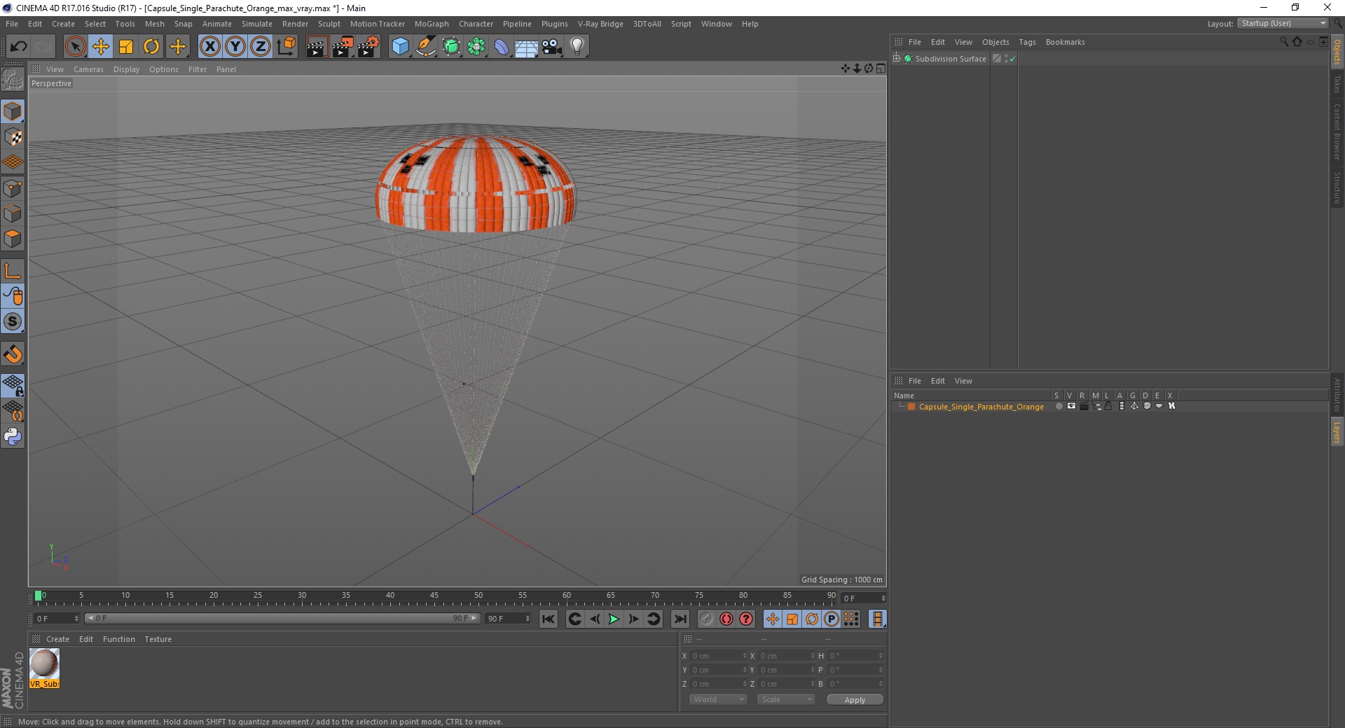 3D Capsule Single Parachute Orange