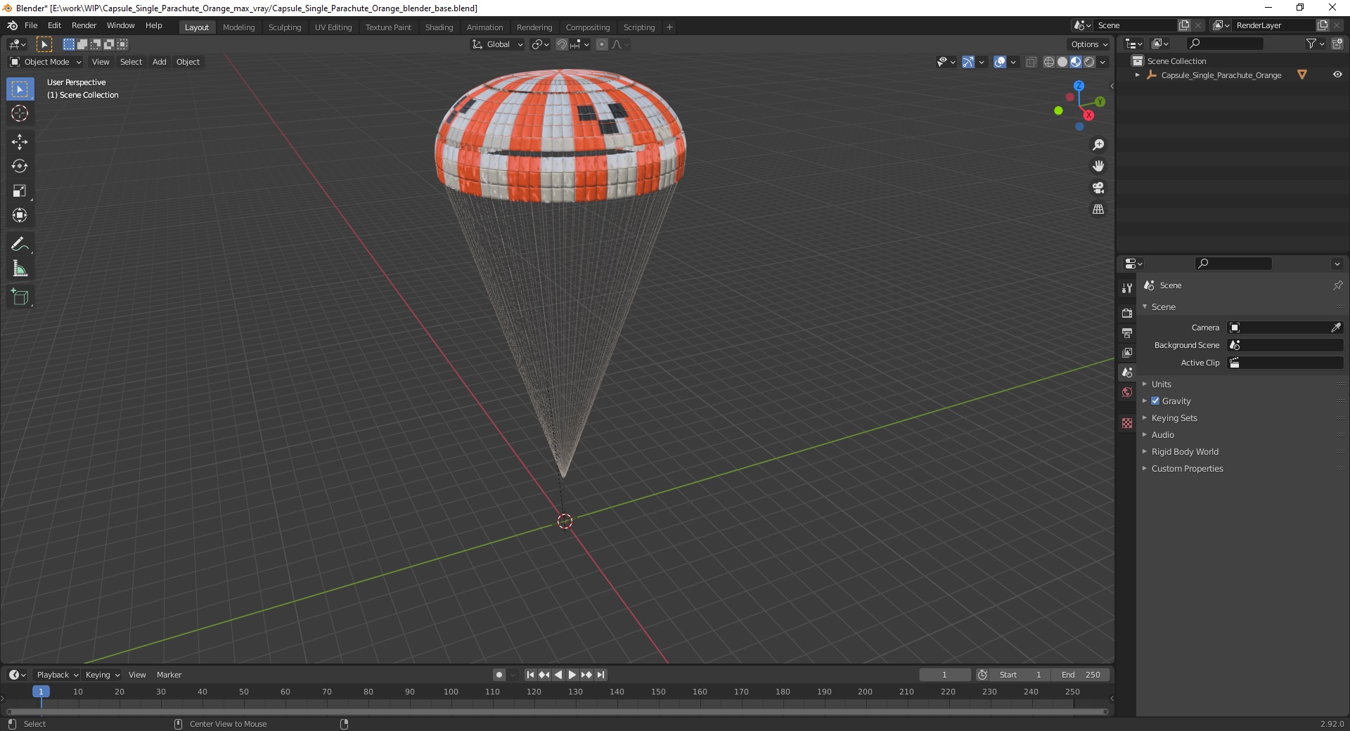 3D Capsule Single Parachute Orange