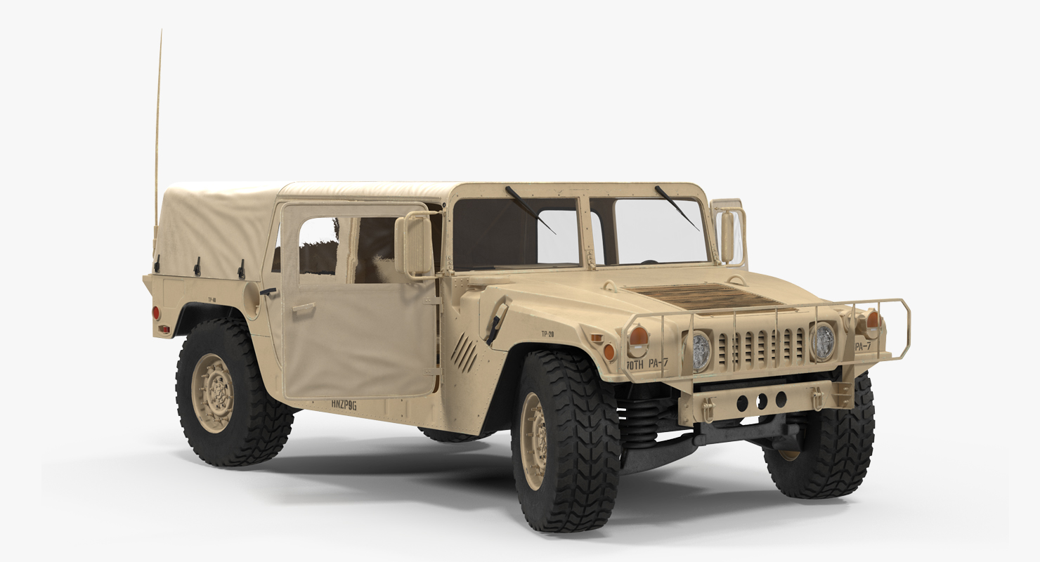 3D Soft Top Troop Carrier HMMWV m1035 Rigged Desert model