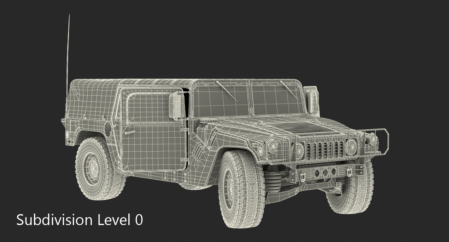 3D Soft Top Troop Carrier HMMWV m1035 Rigged Desert model