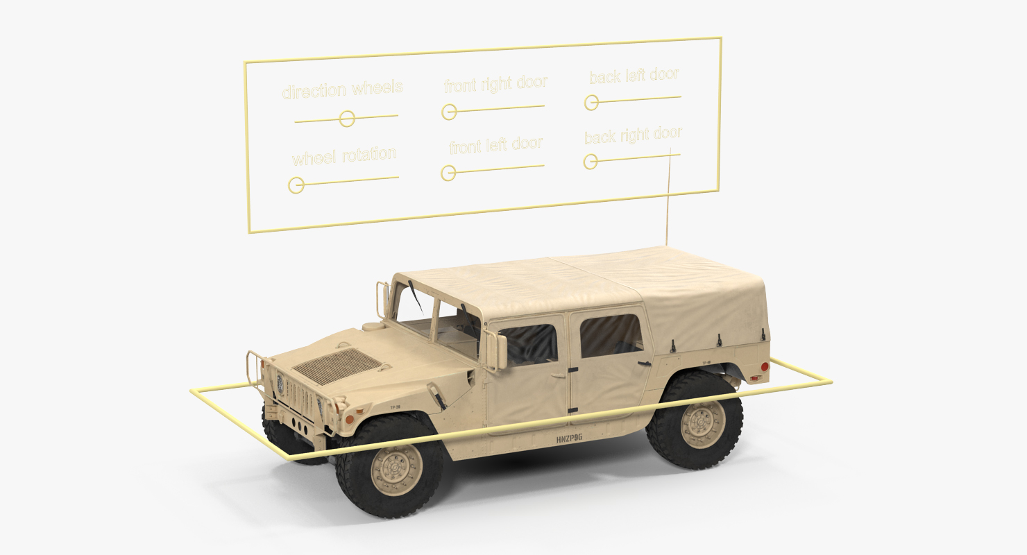 3D Soft Top Troop Carrier HMMWV m1035 Rigged Desert model
