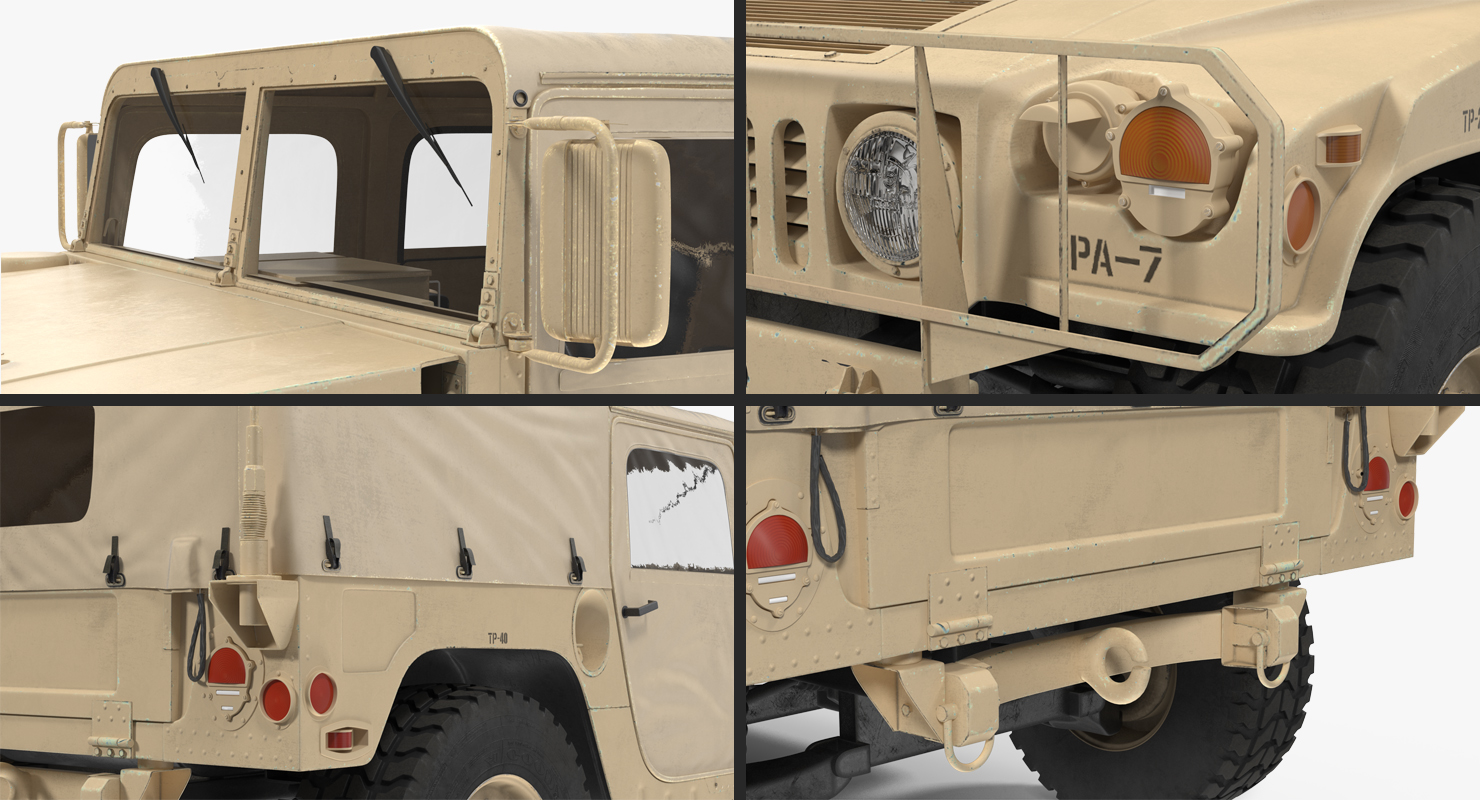 3D Soft Top Troop Carrier HMMWV m1035 Rigged Desert model