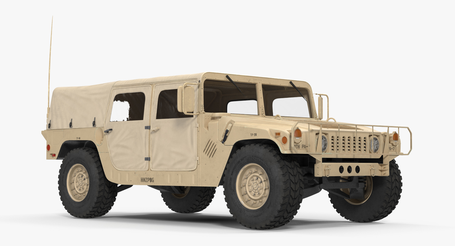 3D Soft Top Troop Carrier HMMWV m1035 Rigged Desert model