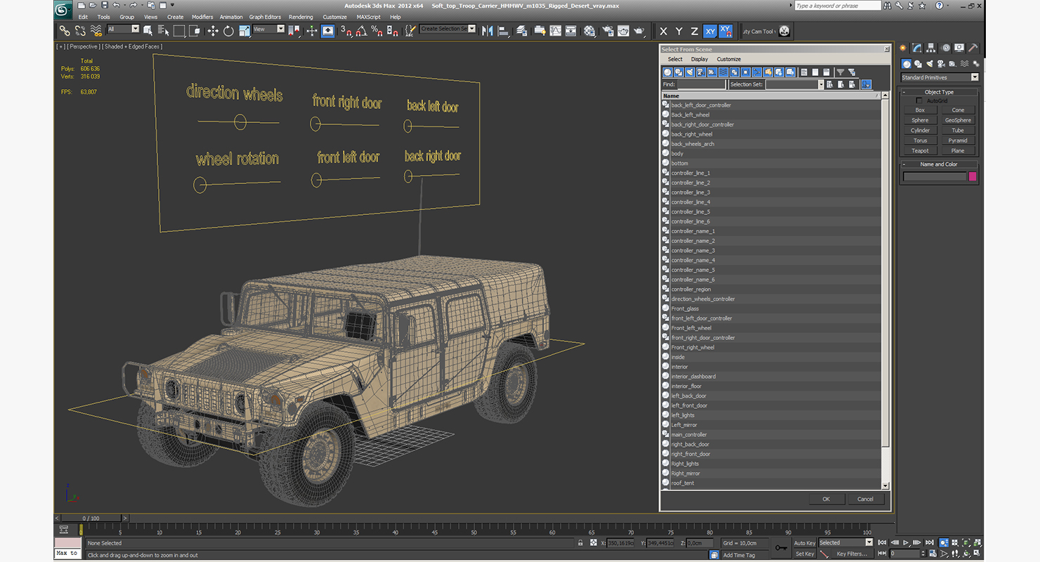 3D Soft Top Troop Carrier HMMWV m1035 Rigged Desert model