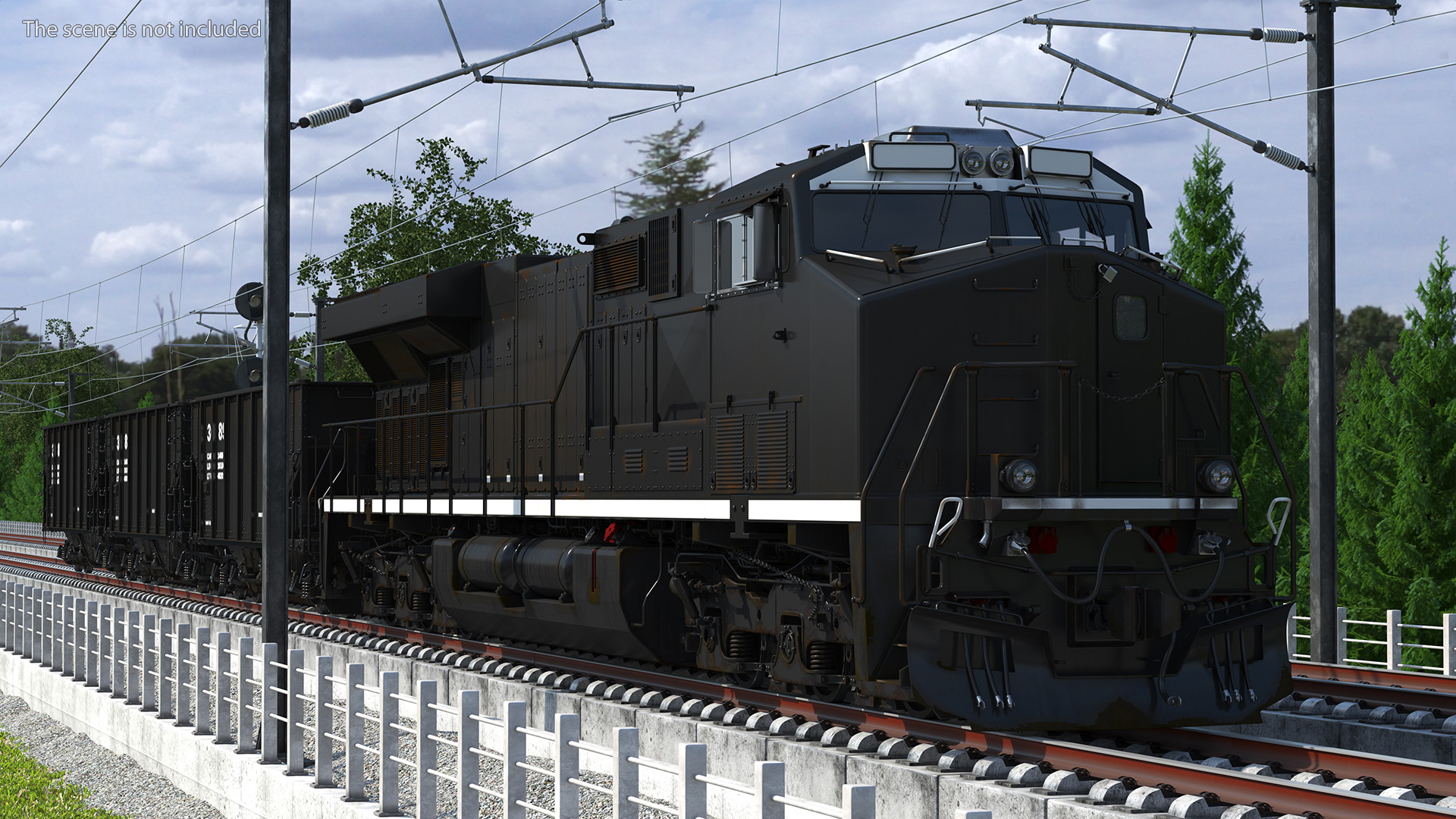 3D USA Diesel Locomotive with Coal Hopper Cars model