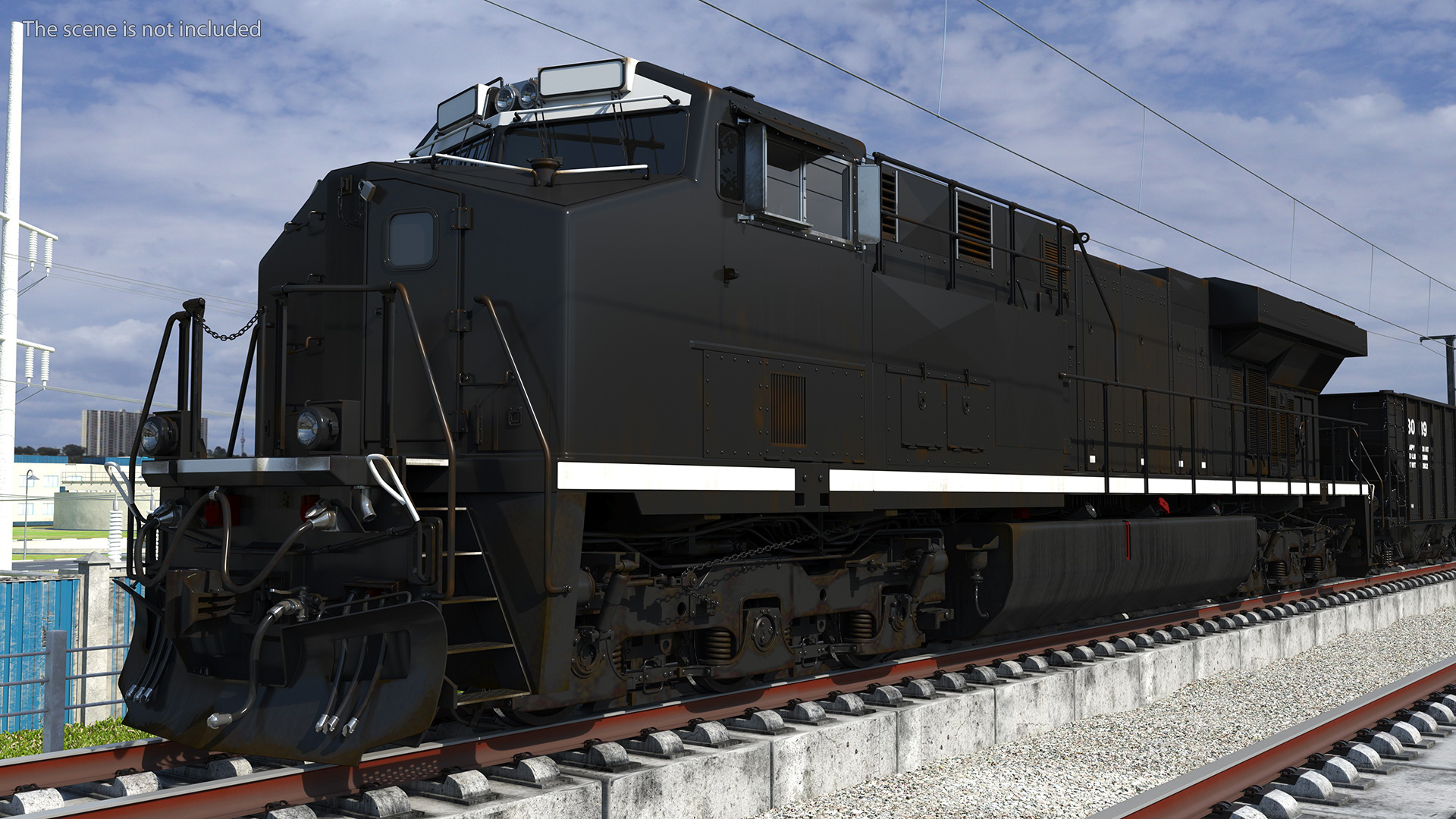 3D USA Diesel Locomotive with Coal Hopper Cars model