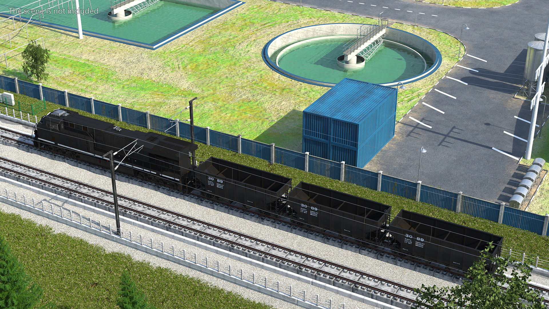 3D USA Diesel Locomotive with Coal Hopper Cars model
