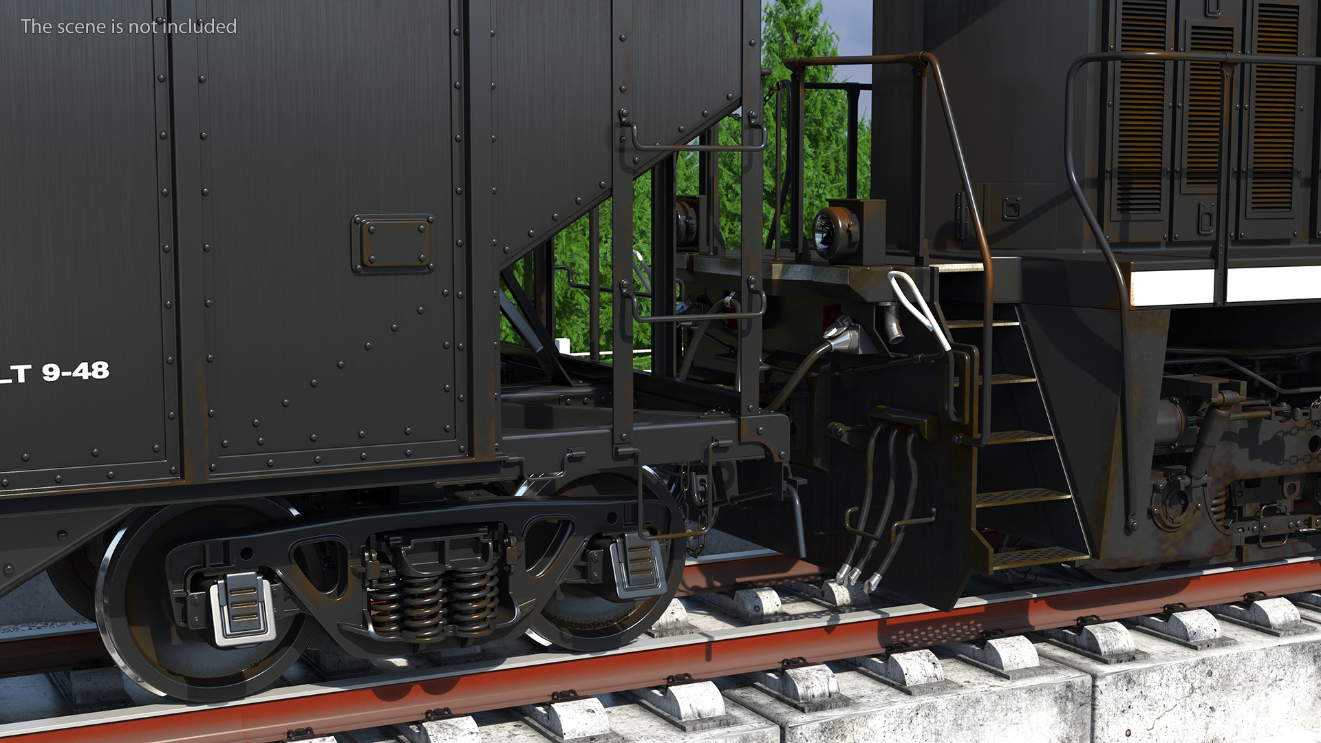 3D USA Diesel Locomotive with Coal Hopper Cars model