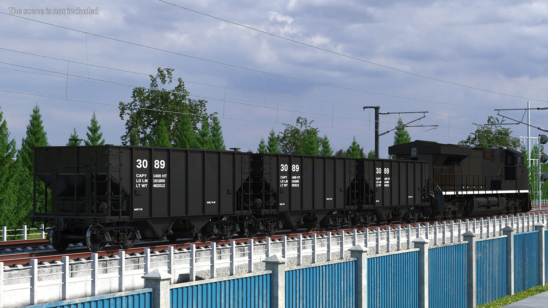 3D USA Diesel Locomotive with Coal Hopper Cars model