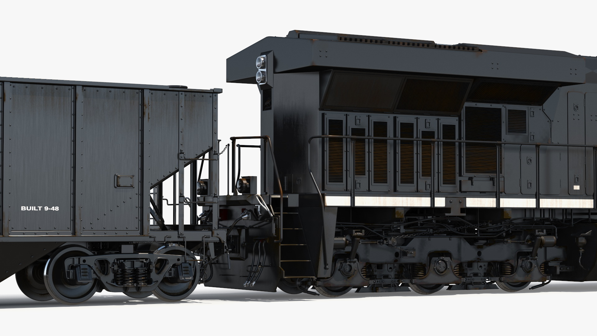 3D USA Diesel Locomotive with Coal Hopper Cars model