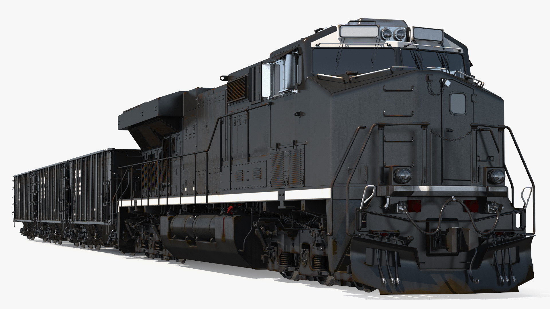 3D USA Diesel Locomotive with Coal Hopper Cars model