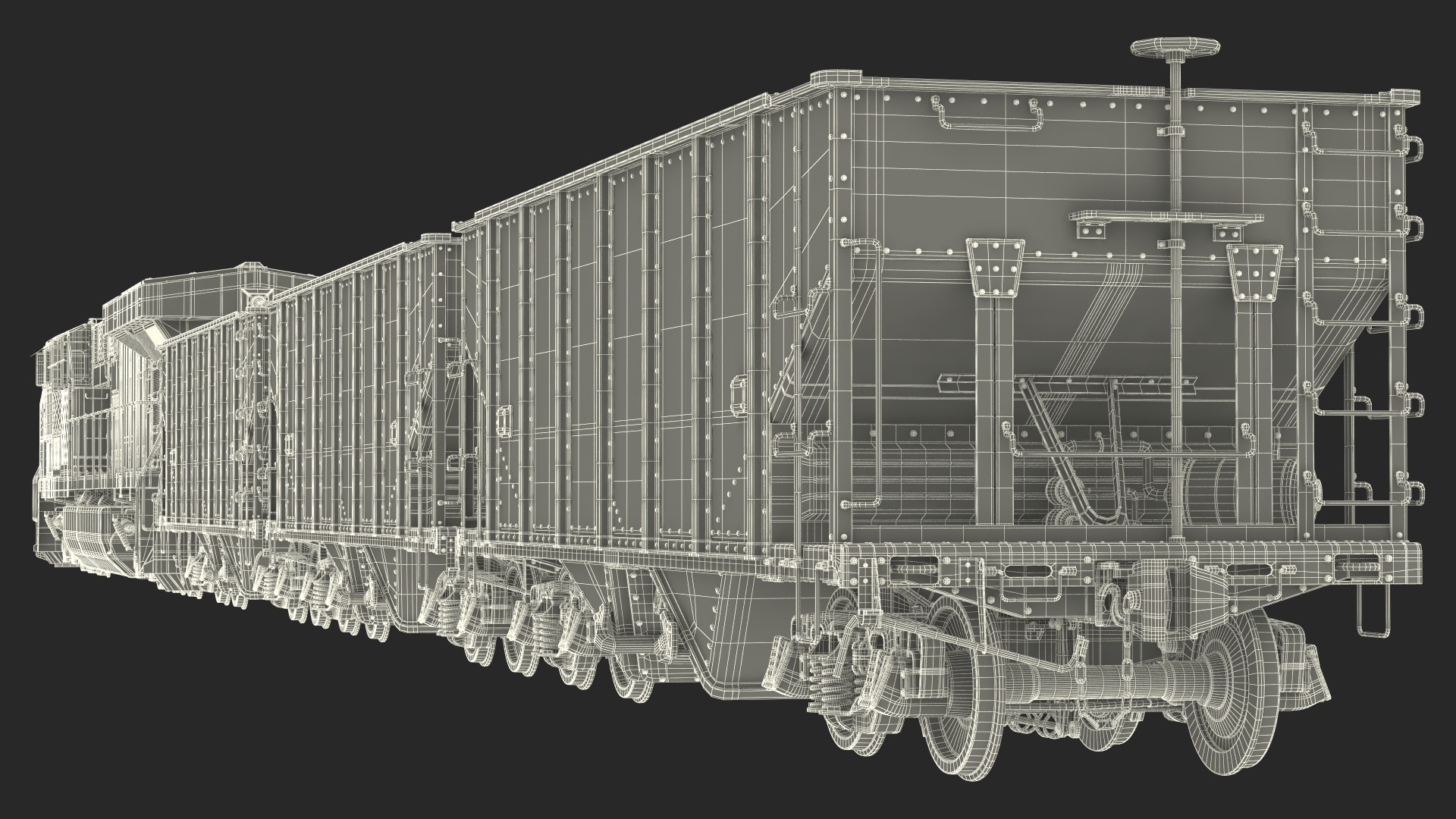 3D USA Diesel Locomotive with Coal Hopper Cars model