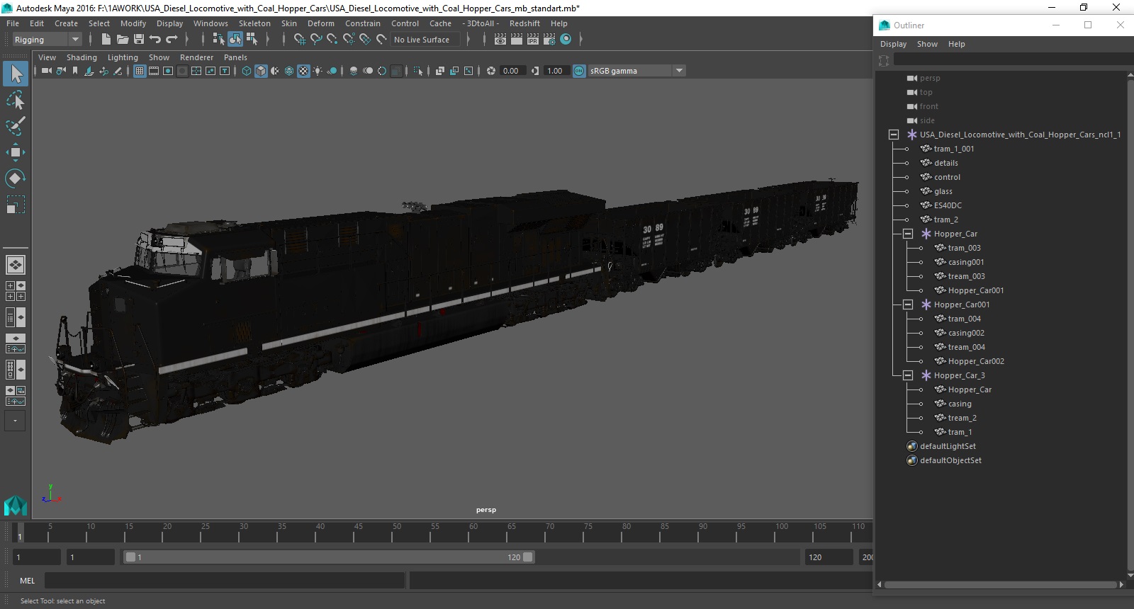 3D USA Diesel Locomotive with Coal Hopper Cars model