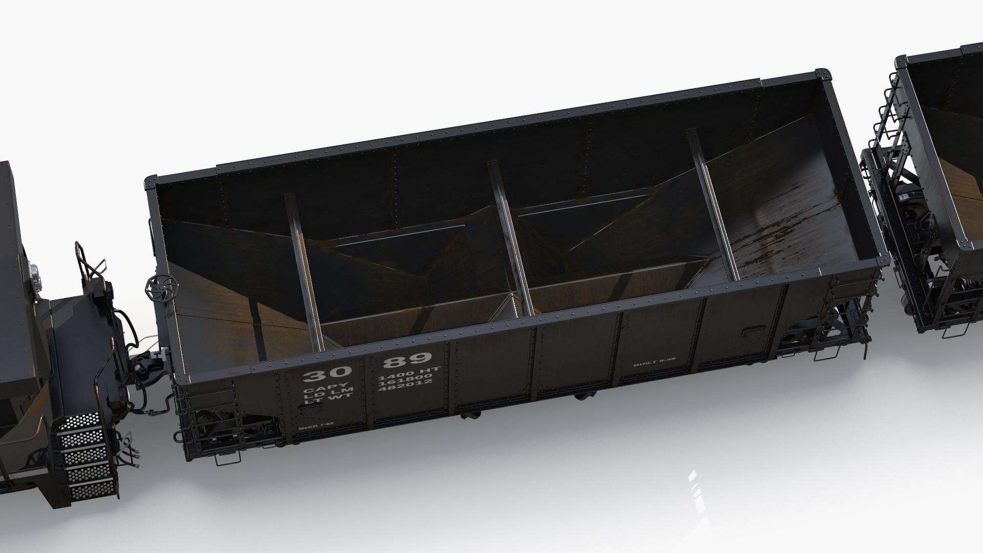 3D USA Diesel Locomotive with Coal Hopper Cars model