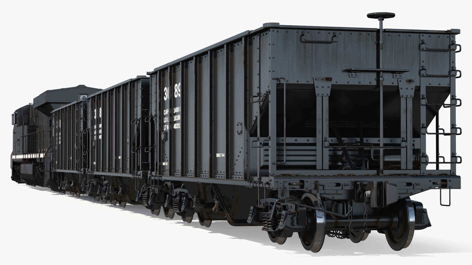 3D USA Diesel Locomotive with Coal Hopper Cars model