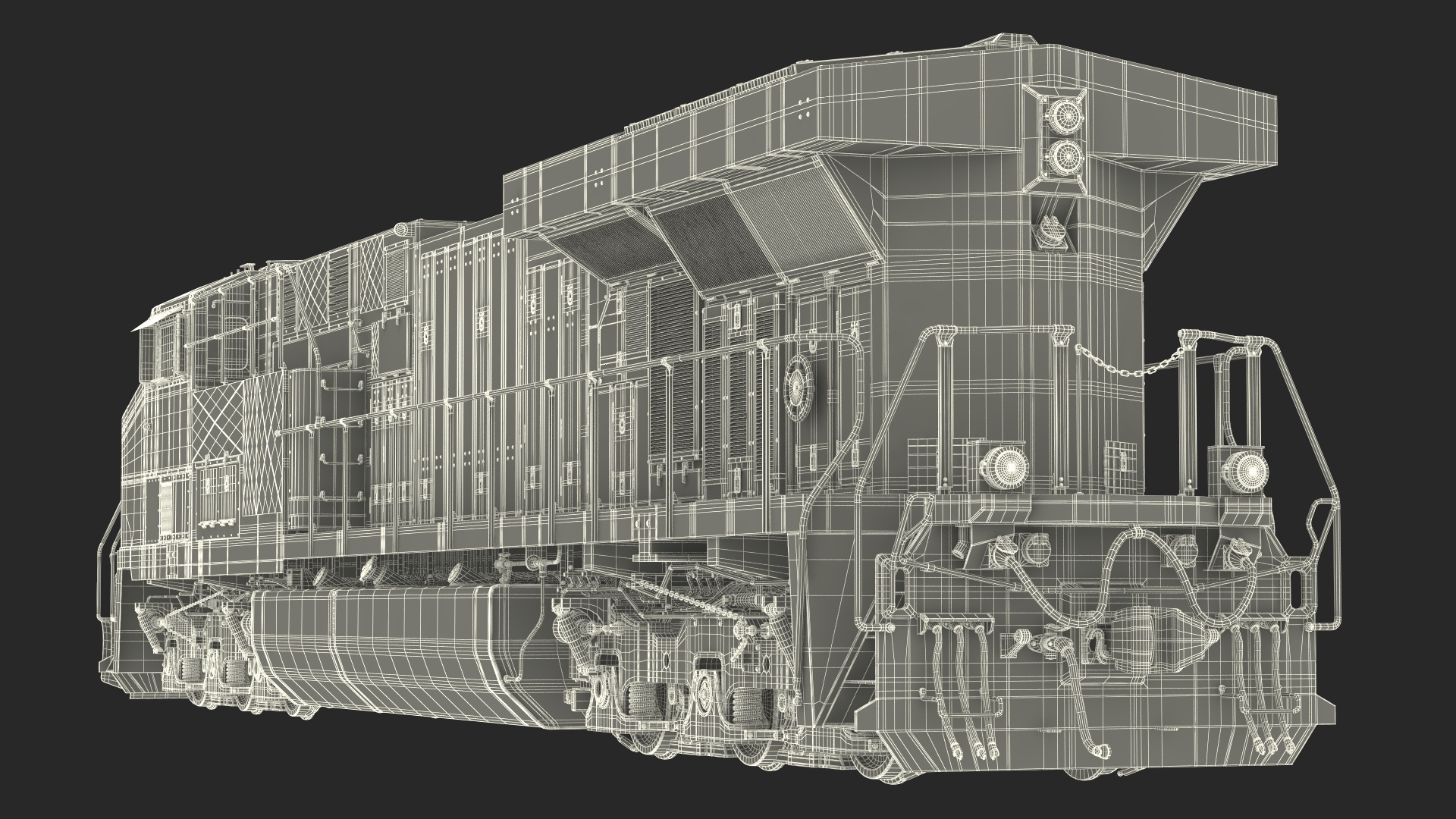 3D USA Diesel Locomotive with Coal Hopper Cars model