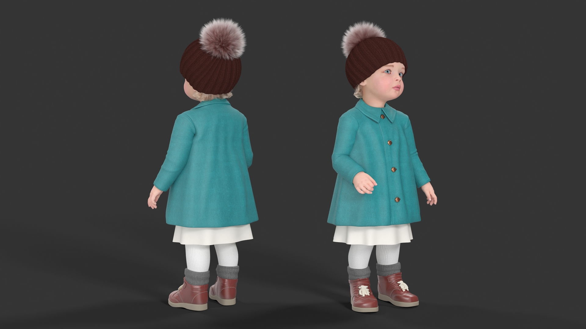 Toddler Girl Everyday Autumn Style Standing Fur 3D