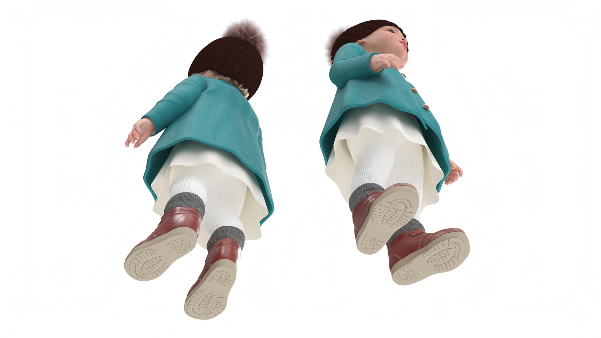 Toddler Girl Everyday Autumn Style Standing Fur 3D