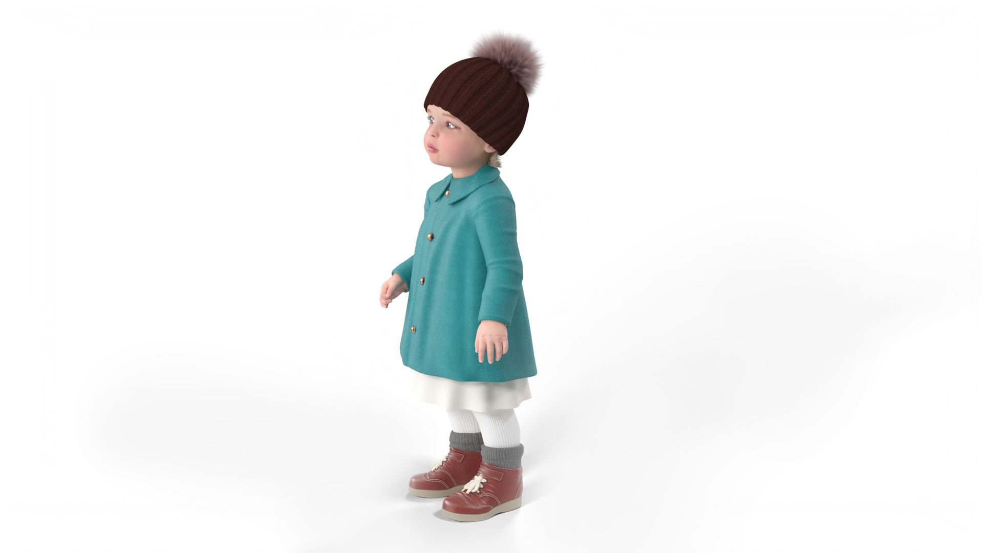 Toddler Girl Everyday Autumn Style Standing Fur 3D
