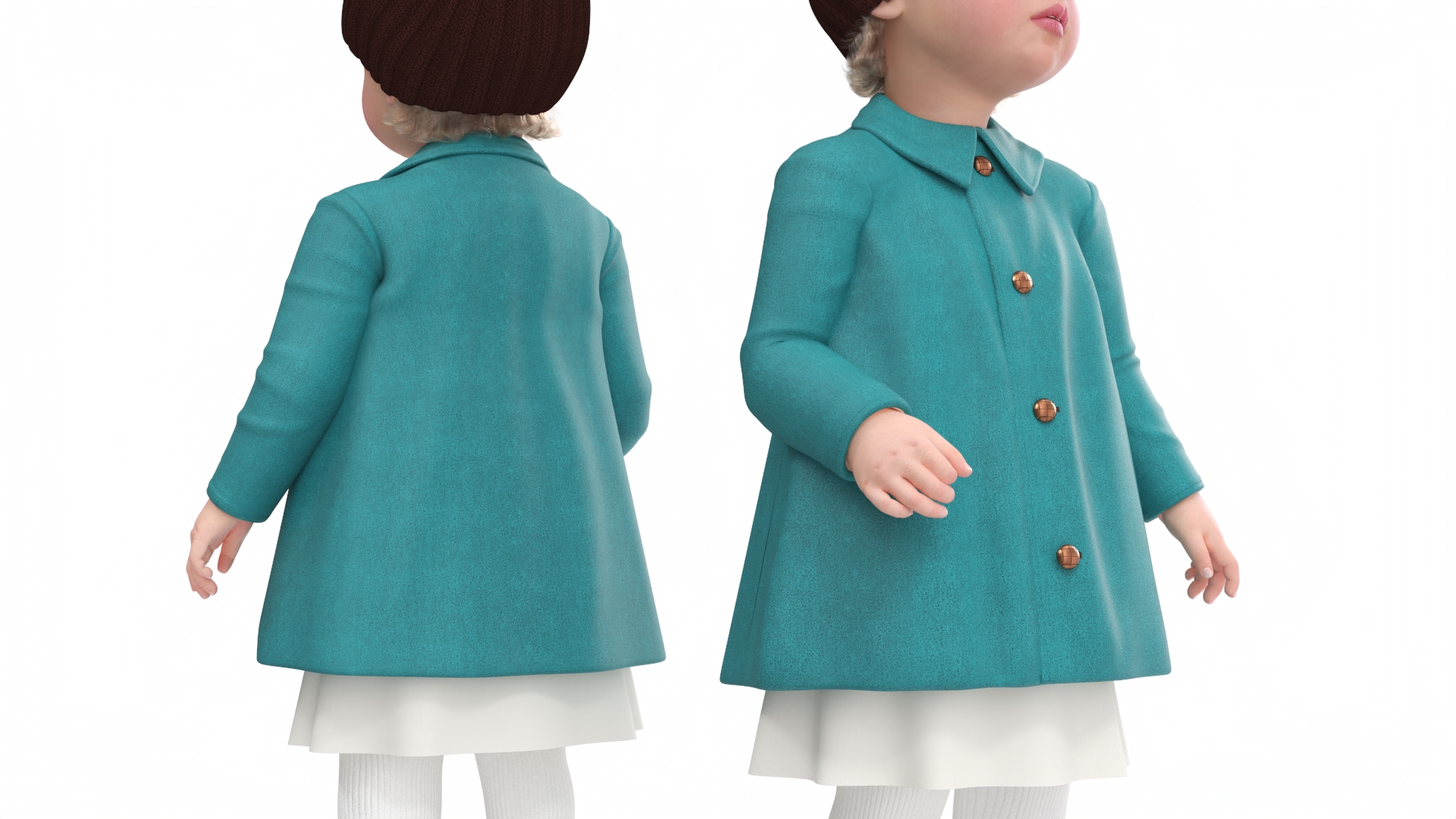 Toddler Girl Everyday Autumn Style Standing Fur 3D