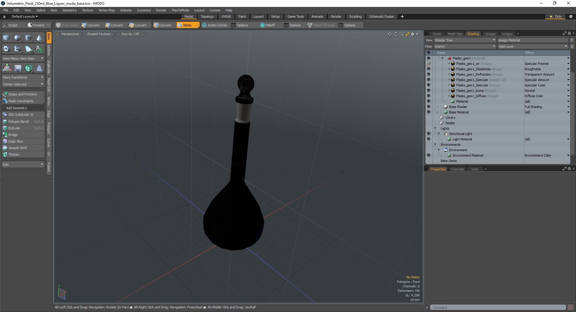 Volumetric Flask 250ml Blue Liquor 3D model