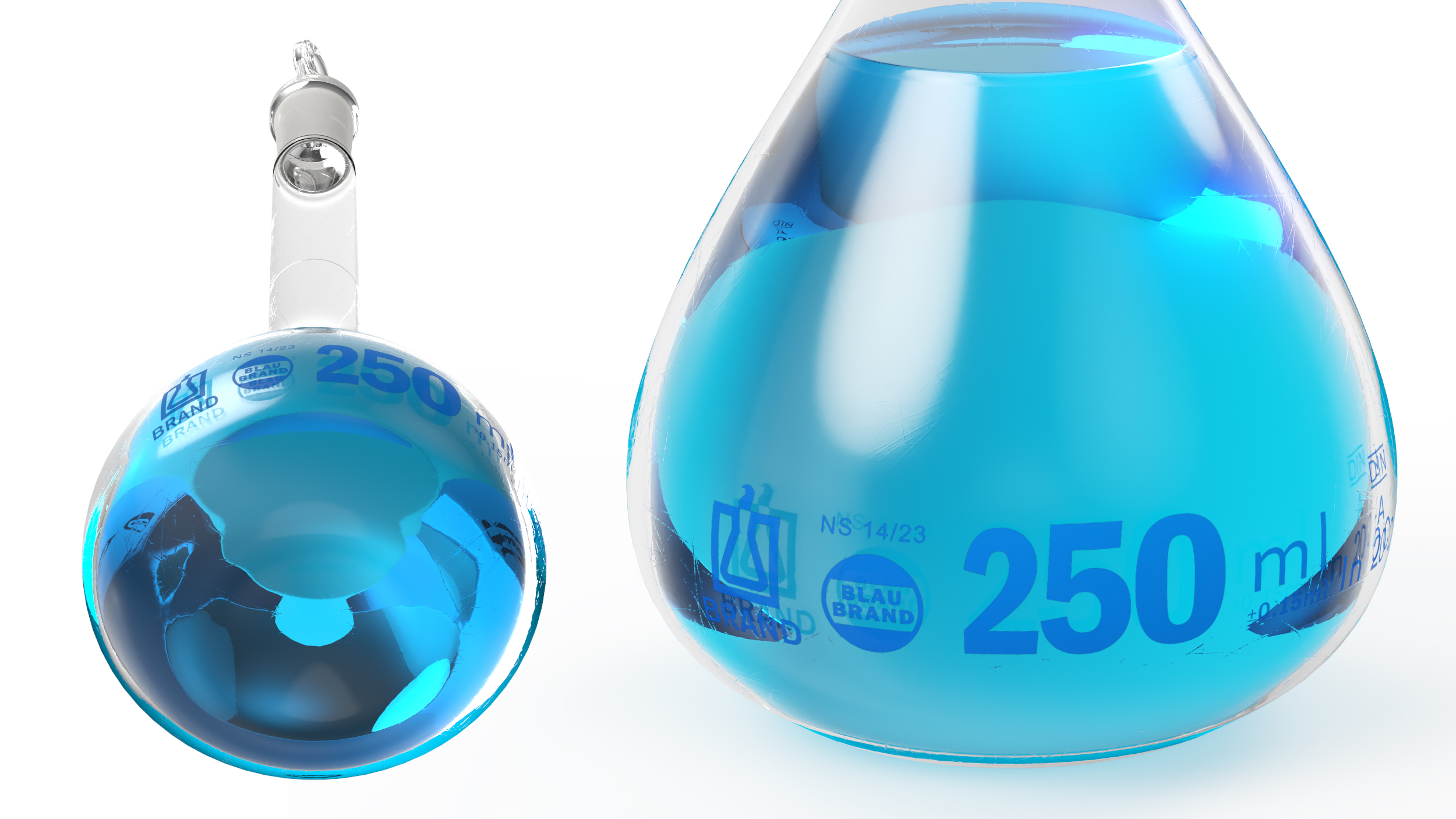 Volumetric Flask 250ml Blue Liquor 3D model