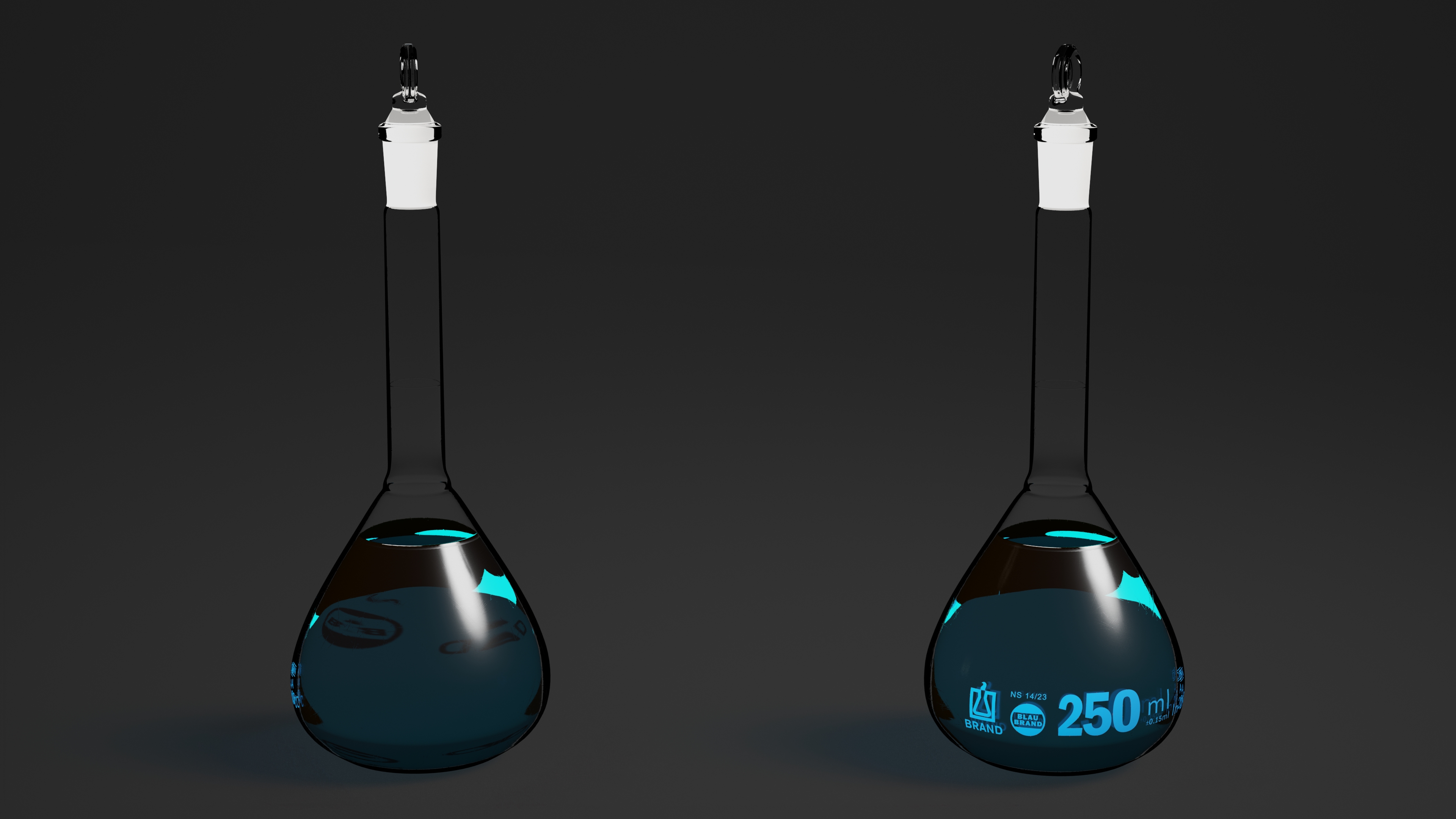 Volumetric Flask 250ml Blue Liquor 3D model