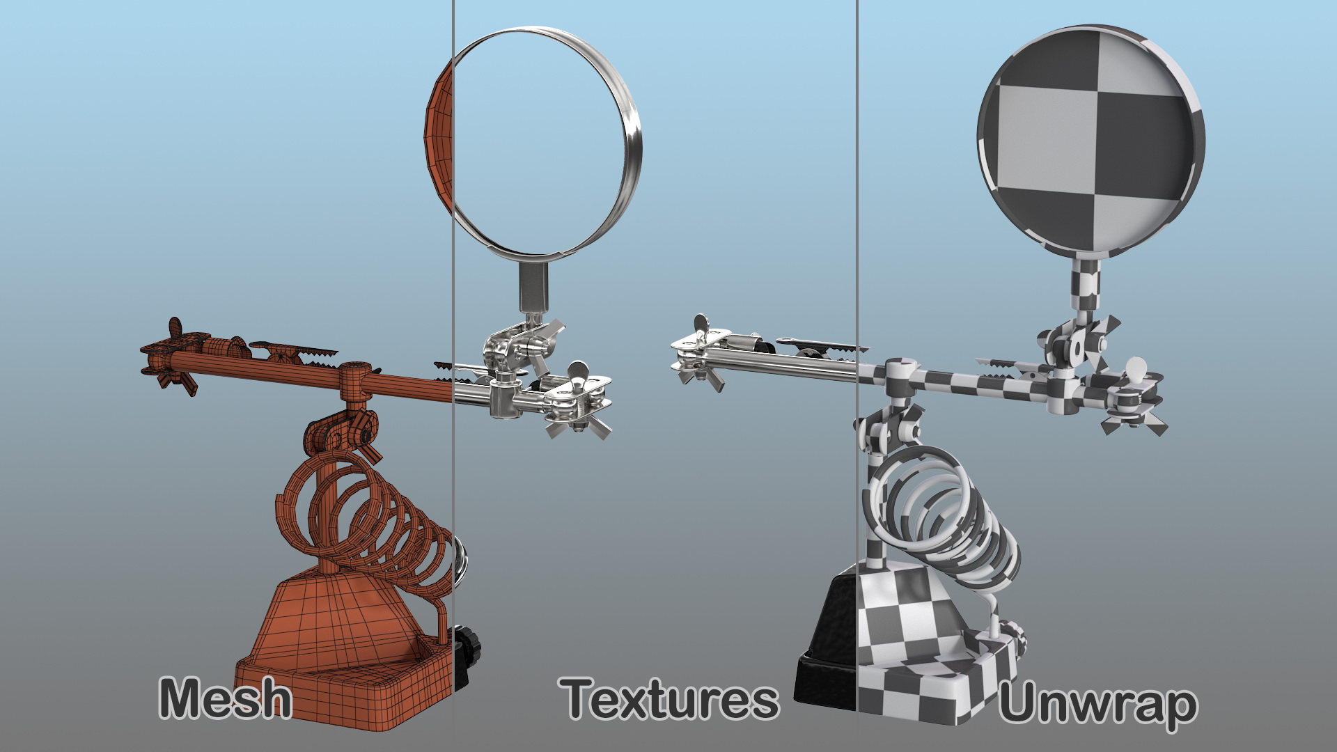 3D model Helping Hands with Magnifier and Soldering Iron Stand Rigged
