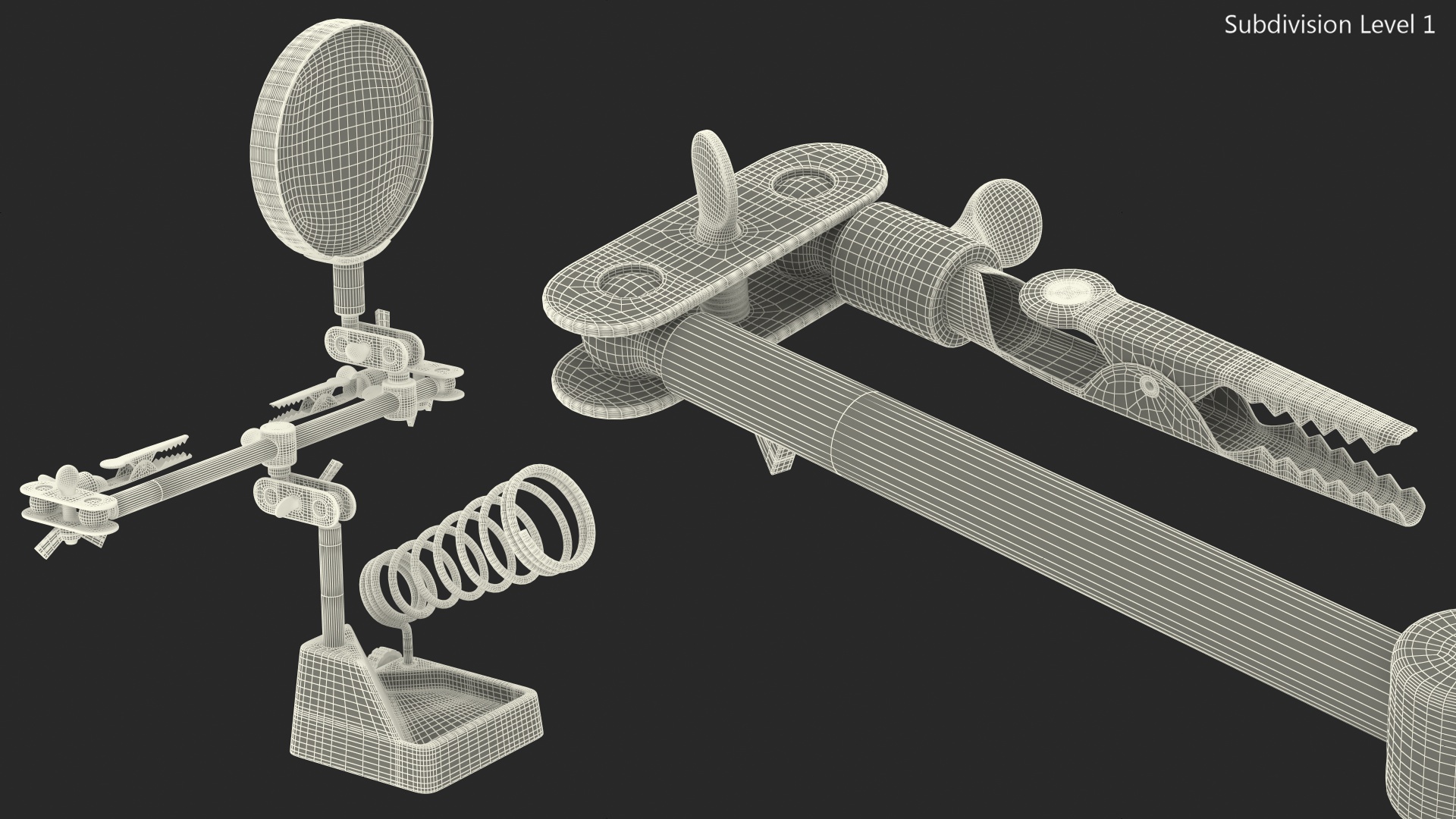 3D model Helping Hands with Magnifier and Soldering Iron Stand Rigged