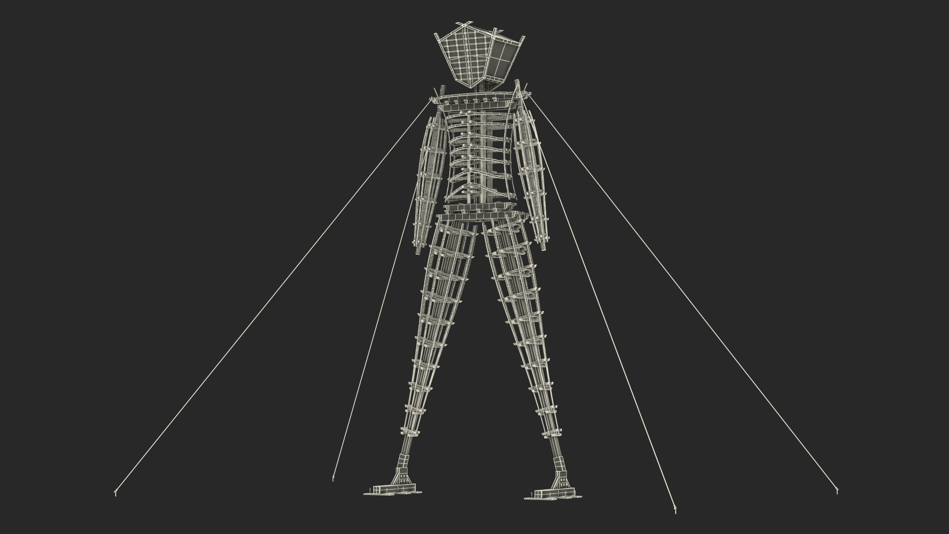 Wooden Art Statue Burning Man 3D model