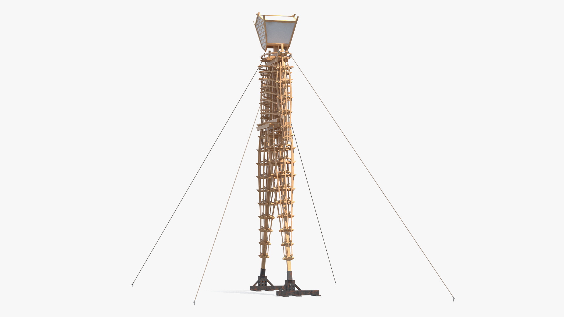 Wooden Art Statue Burning Man 3D model