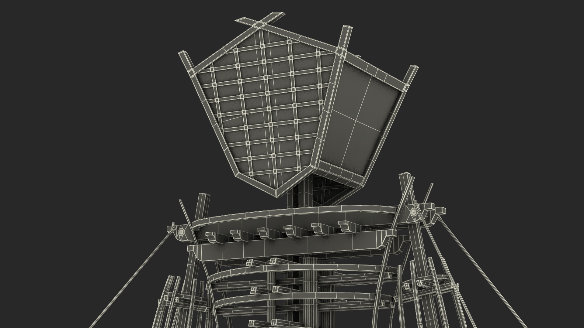 Wooden Art Statue Burning Man 3D model