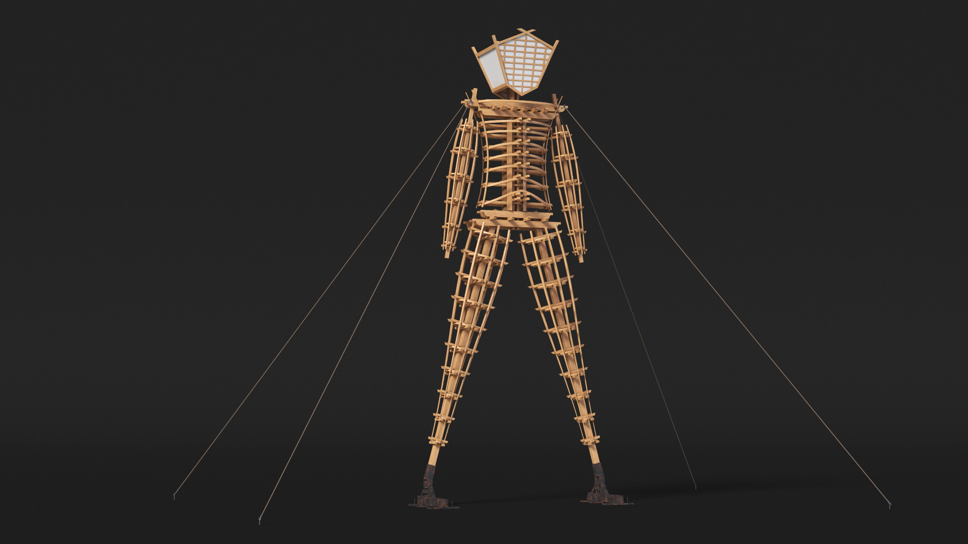 Wooden Art Statue Burning Man 3D model