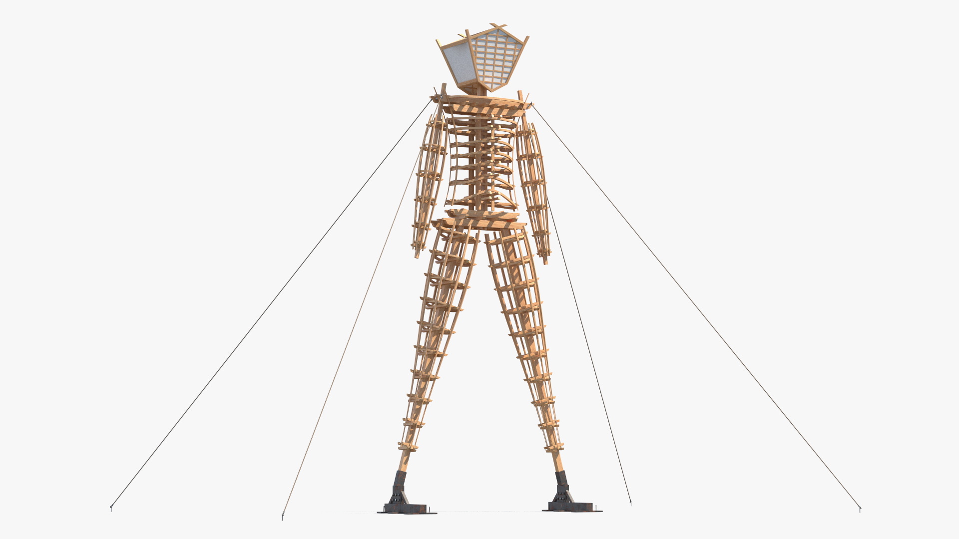 Wooden Art Statue Burning Man 3D model
