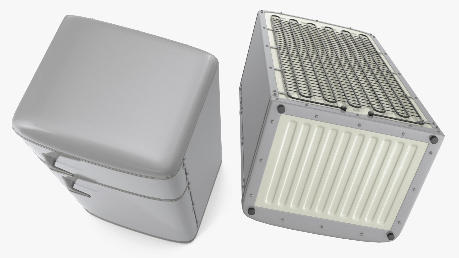 Aluminium Retro Fridge with Top Freezer 3D model