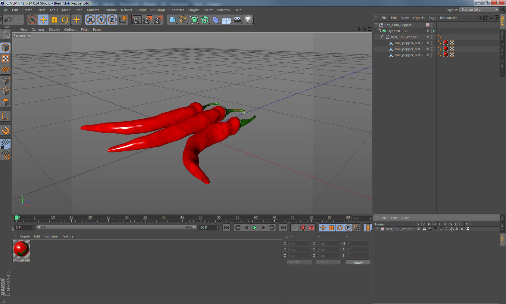 3D Red Chili Pepper