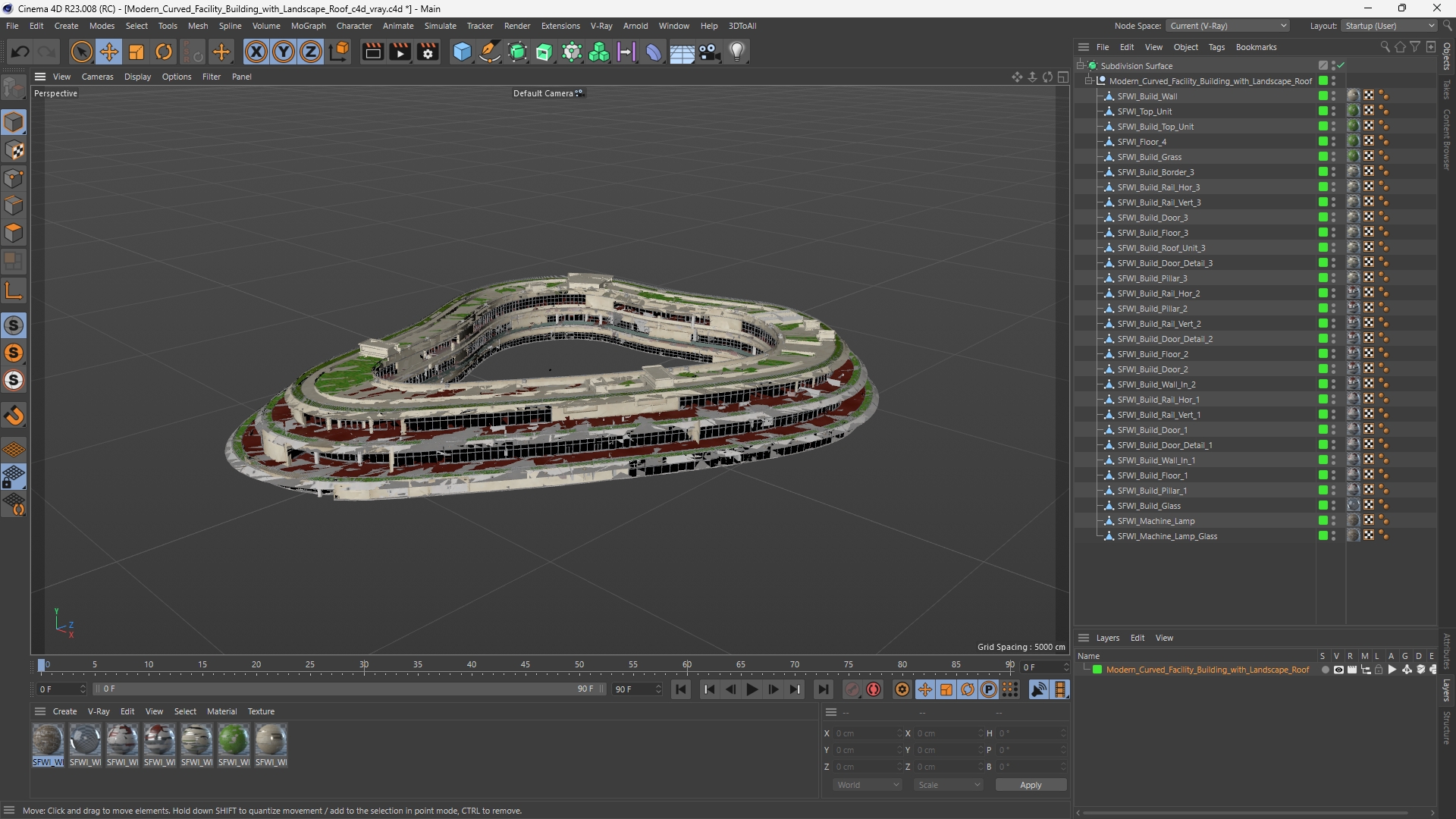 Modern Curved Facility Building with Landscape Roof - view 12