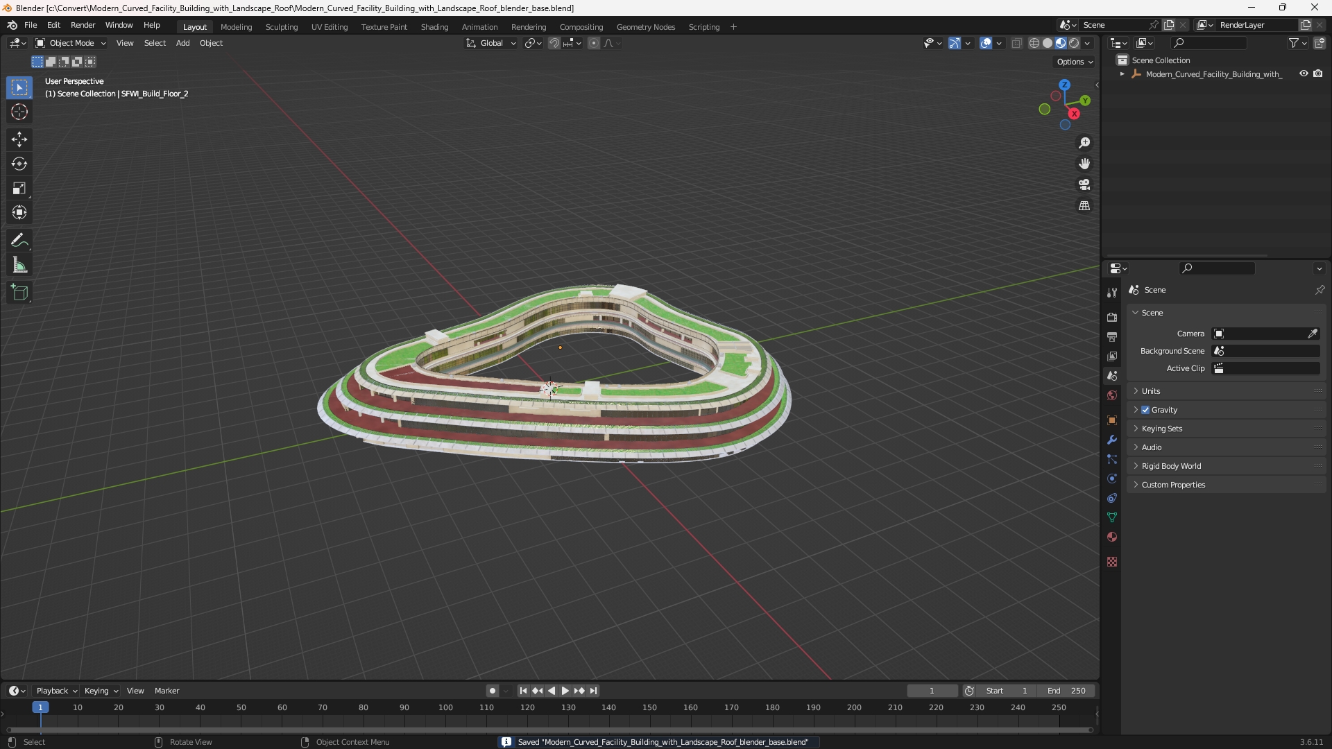 Modern Curved Facility Building with Landscape Roof - view 10