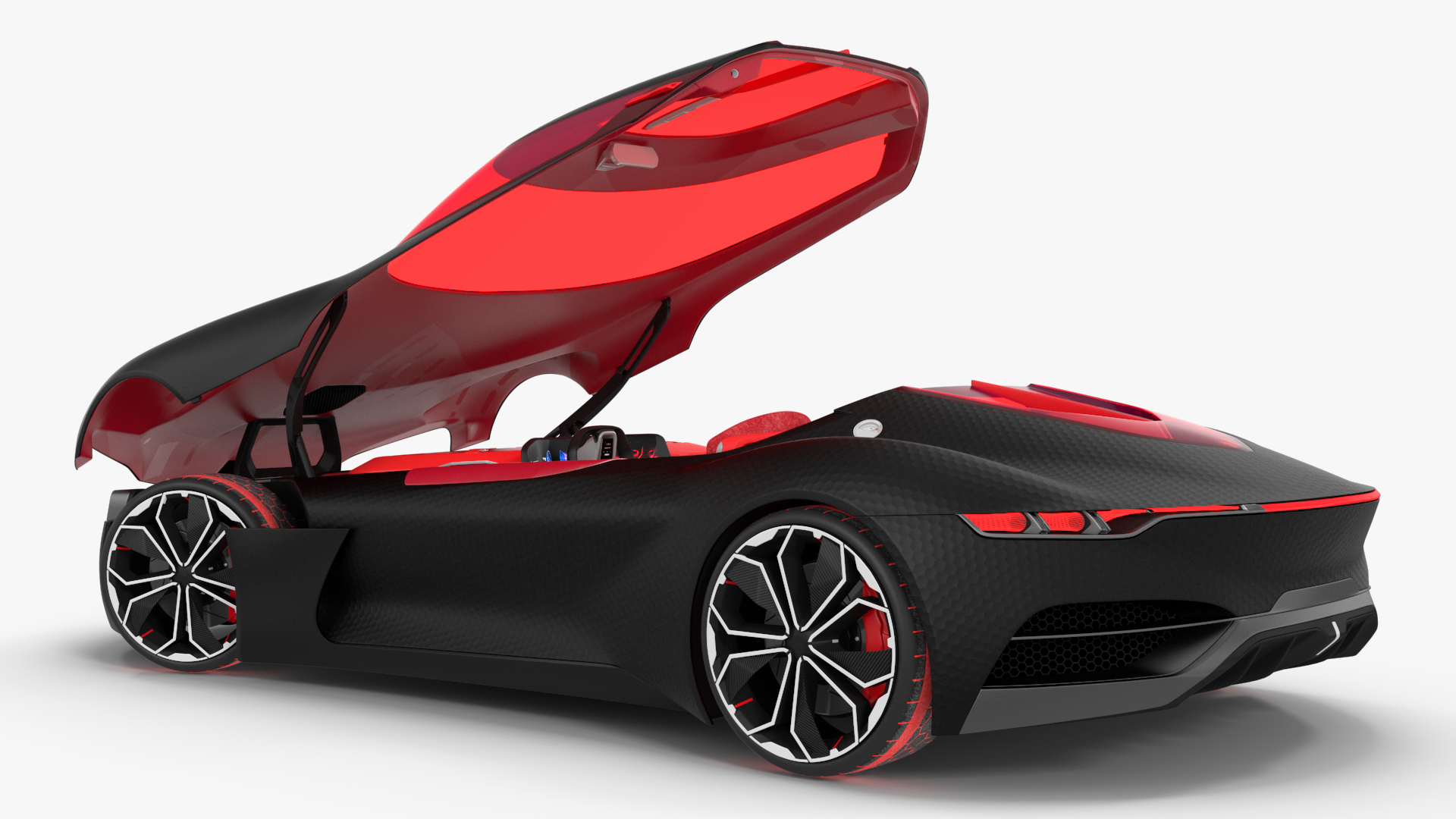 3D Electric Sports Car Black Rigged for Maya