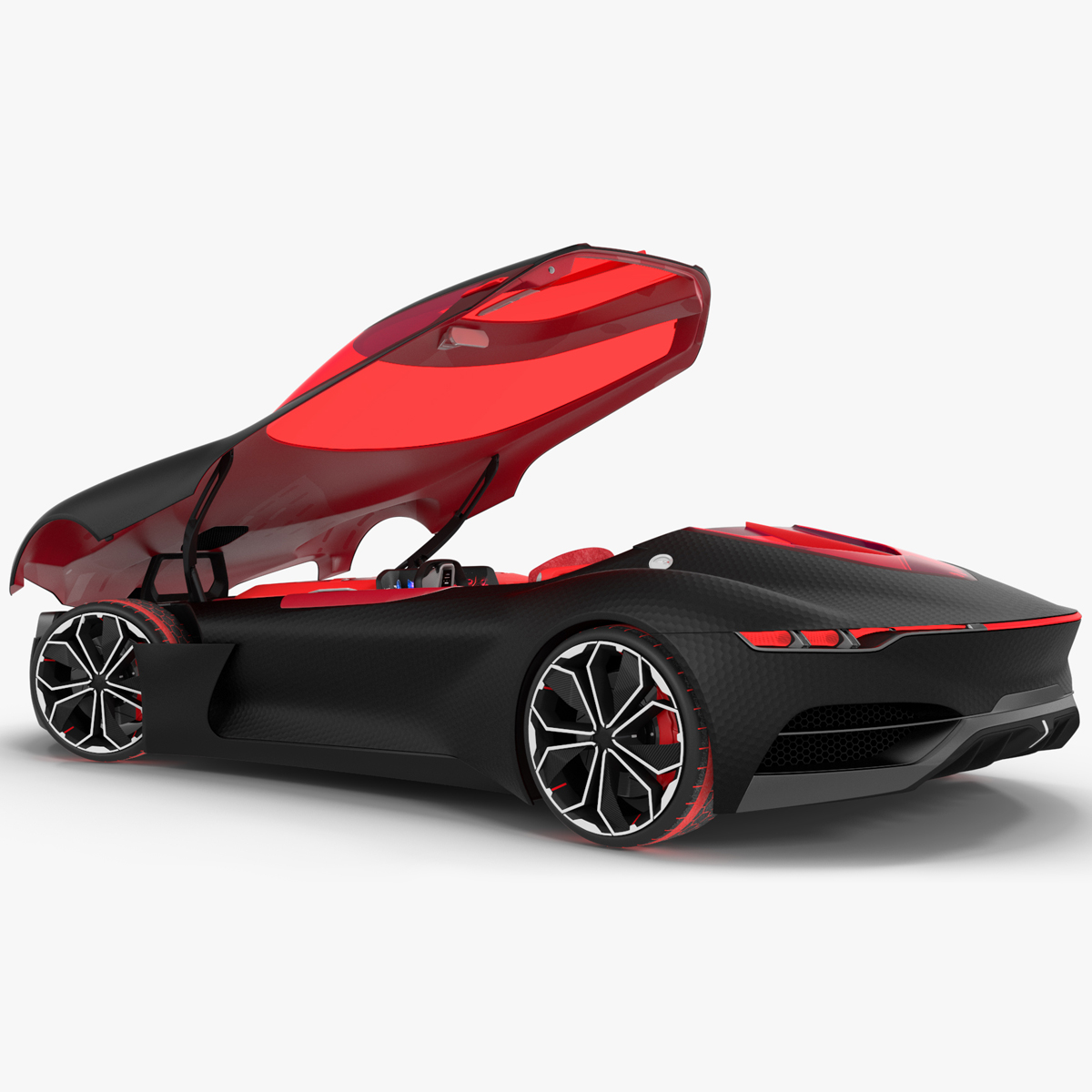 3D Electric Sports Car Black Rigged for Maya